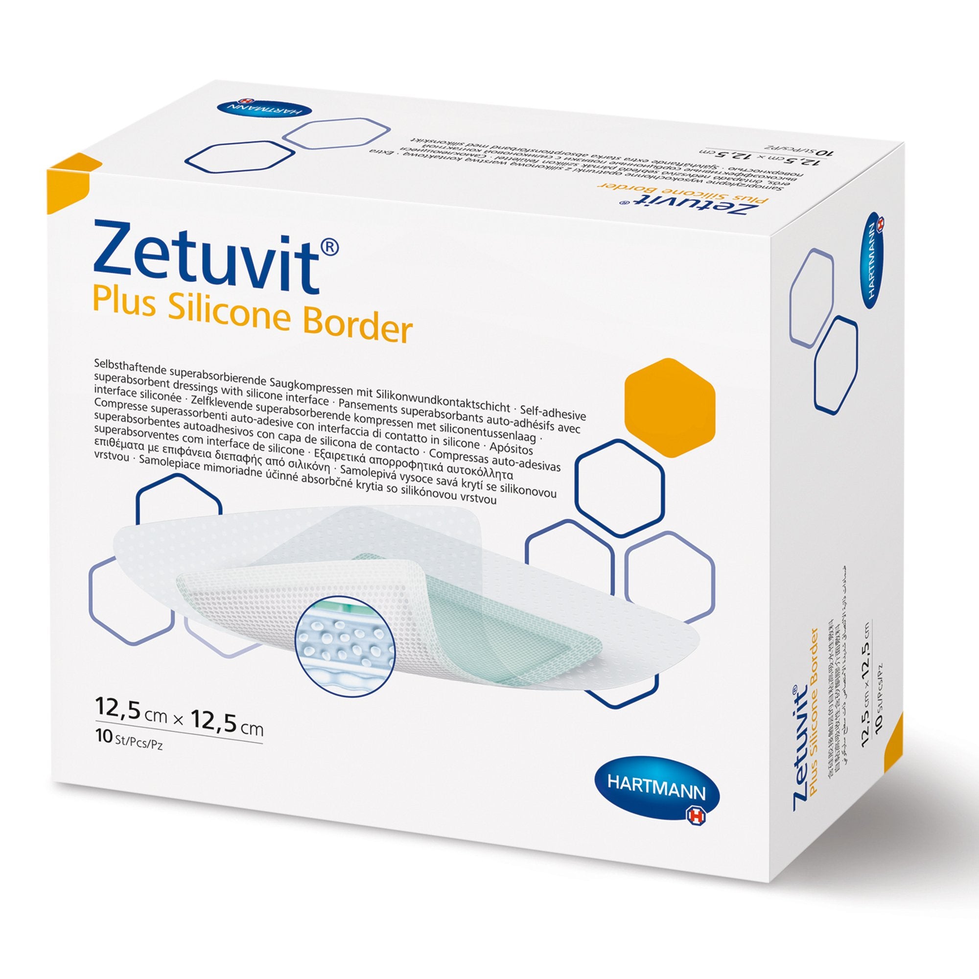 Super Absorbent Dressing Zetuvit® Plus Silicone Border 8 X 10 Inch Rectangle