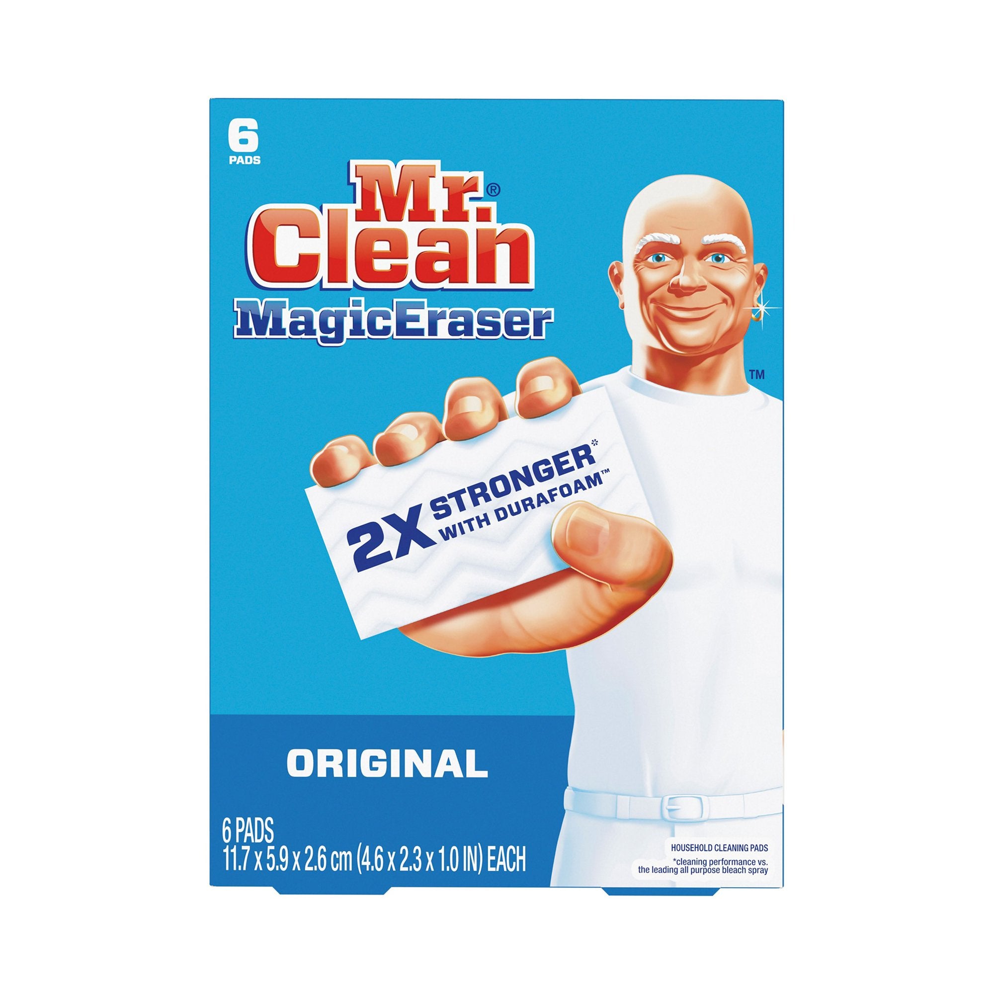 Cleaning Pad Mr. Clean® Magic Eraser® Original White NonSterile Melamine Foam 1 X 2-3/10 X 4-3/5 Inch Reusable