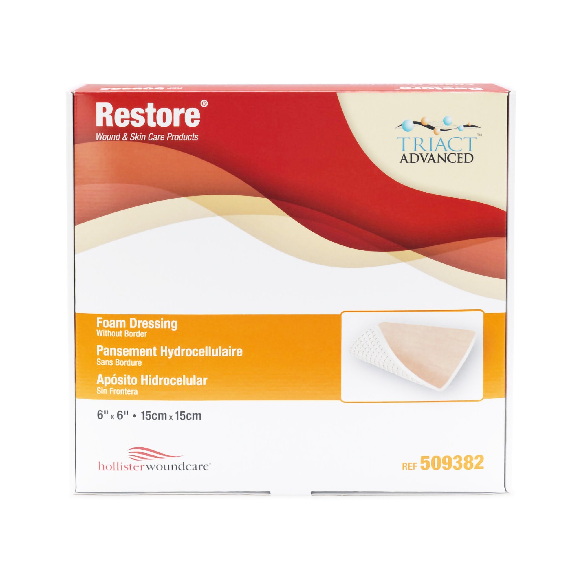 Foam Dressing Restore™ 6 X 6 Inch Without Border Film Backing Nonadhesive Square Sterile