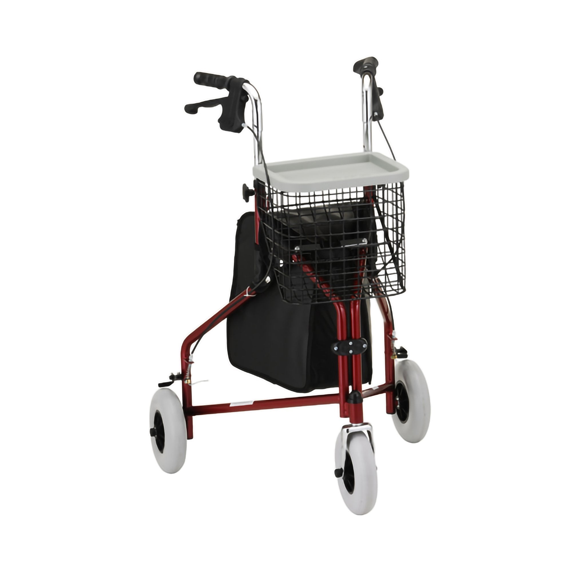 3 Wheel Rollator Traveler® Red Adjustable Height / Folding Aluminum Frame