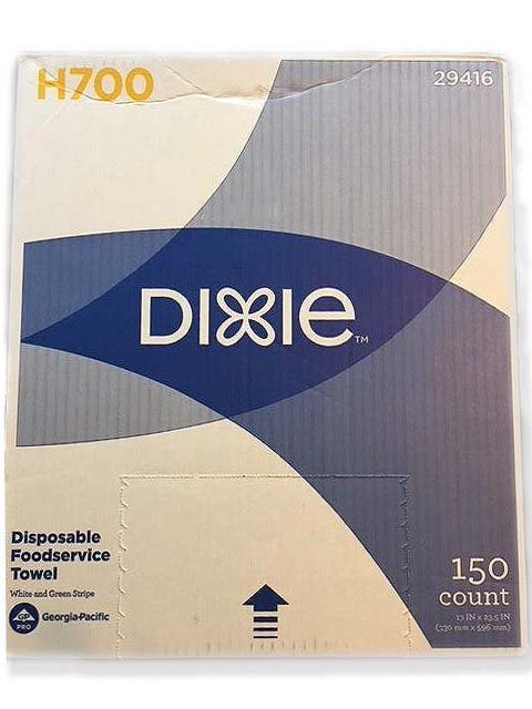 Foodservice Towel Dixie™ Medium Duty White / Green NonSterile Hydro Entangled Fibers 13 X 23-1/2 Inch Reusable