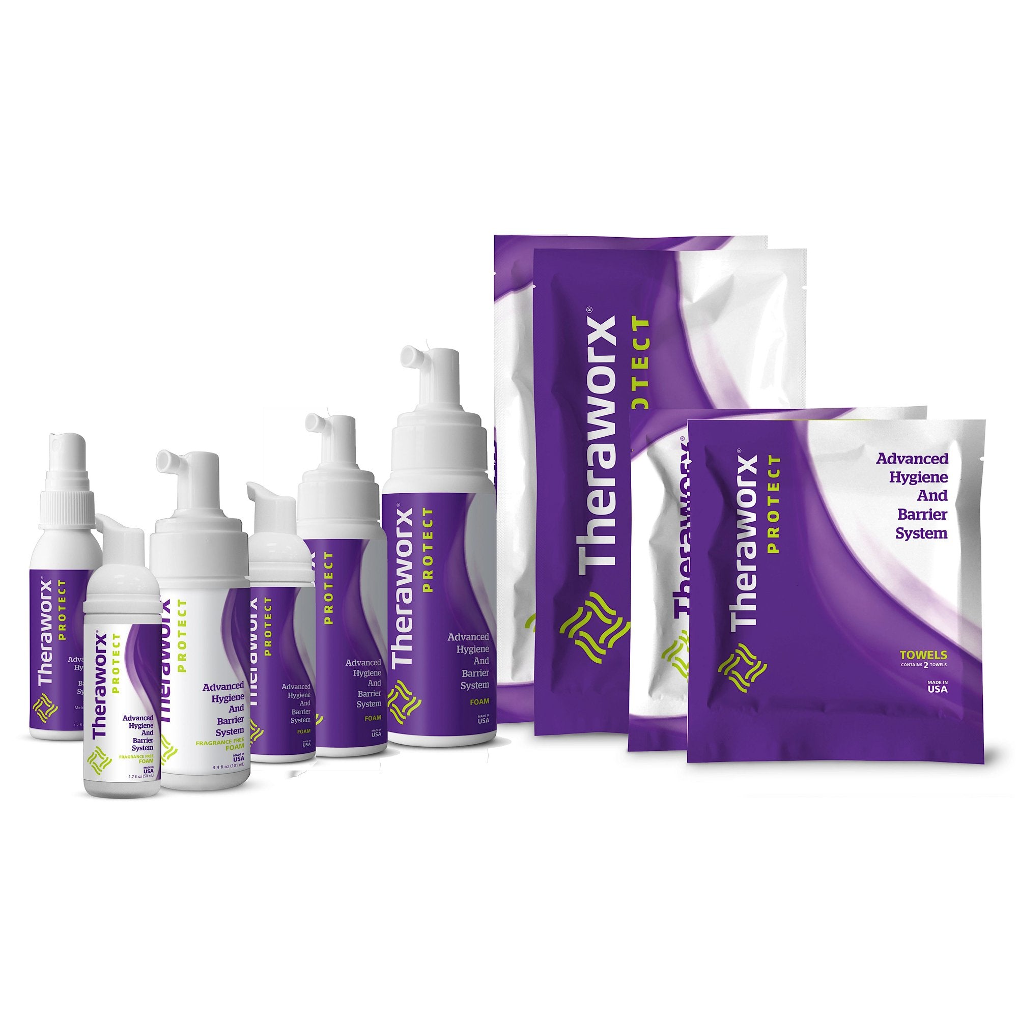 Rinse-Free Cleanser Theraworx® Protect Advanced Hygiene and Barrier System Foaming 7.1 oz. Pump Bottle Lavender Scent
