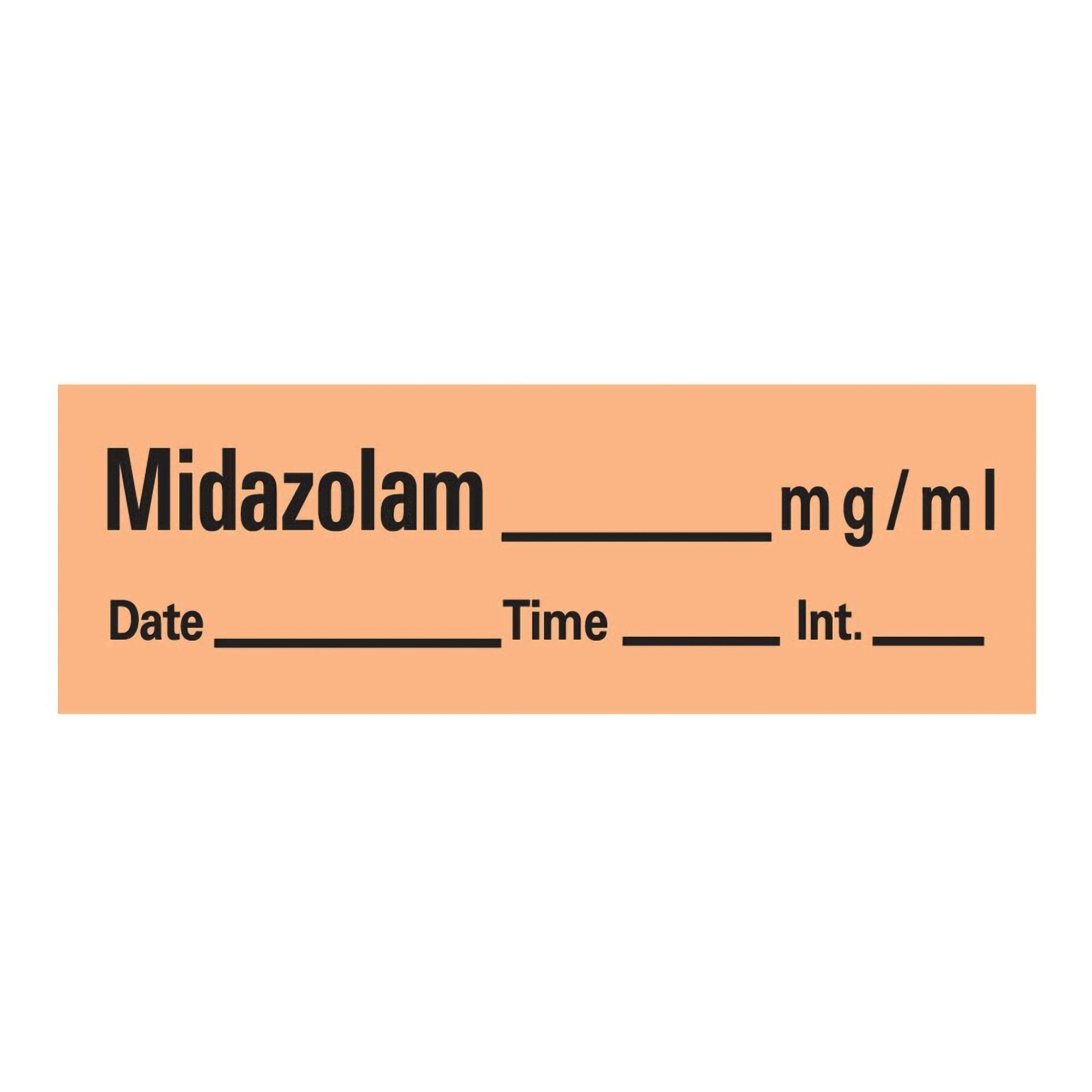 Drug Label Timemed Anesthesia Label Midazolam_mg/mL Date_Time_Int._ Orange 1/2 X 1-1/2 Inch