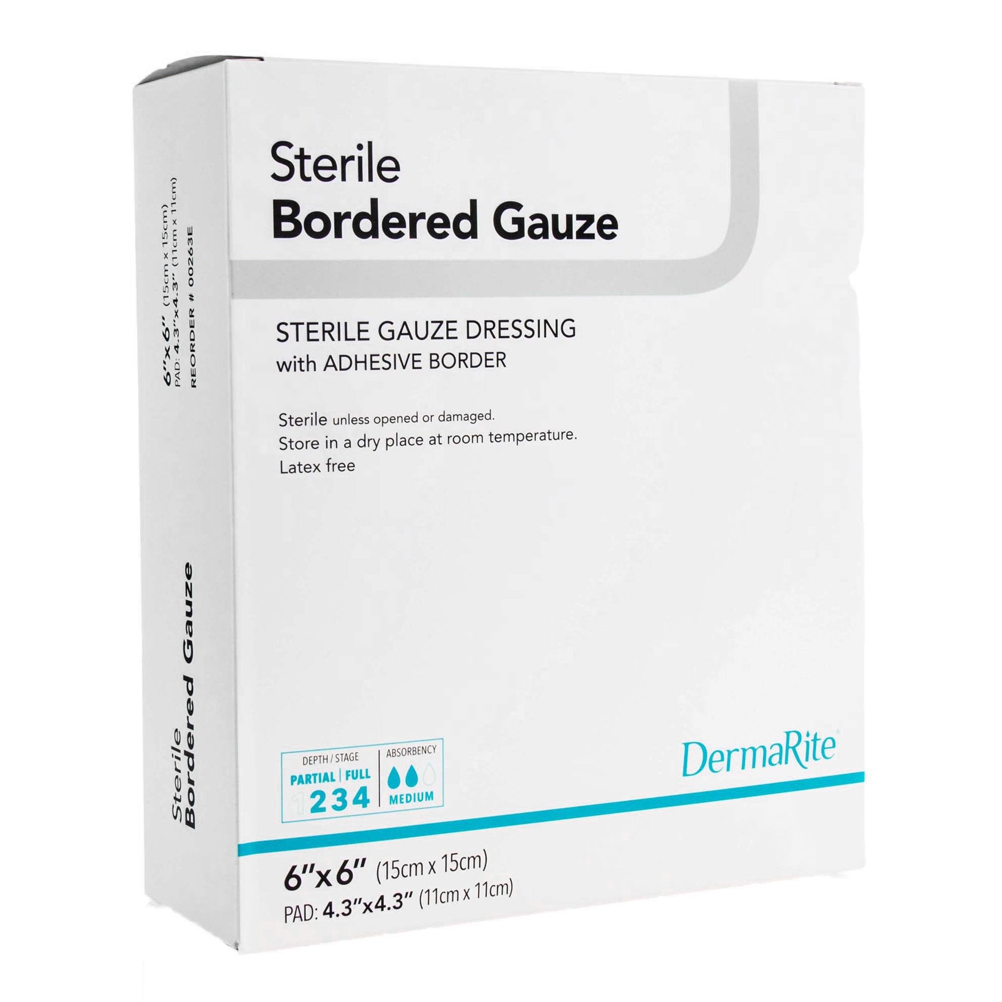 Adhesive Dressing DermaRite® Bordered Gauze 6 X 6 Inch Square NonSterile