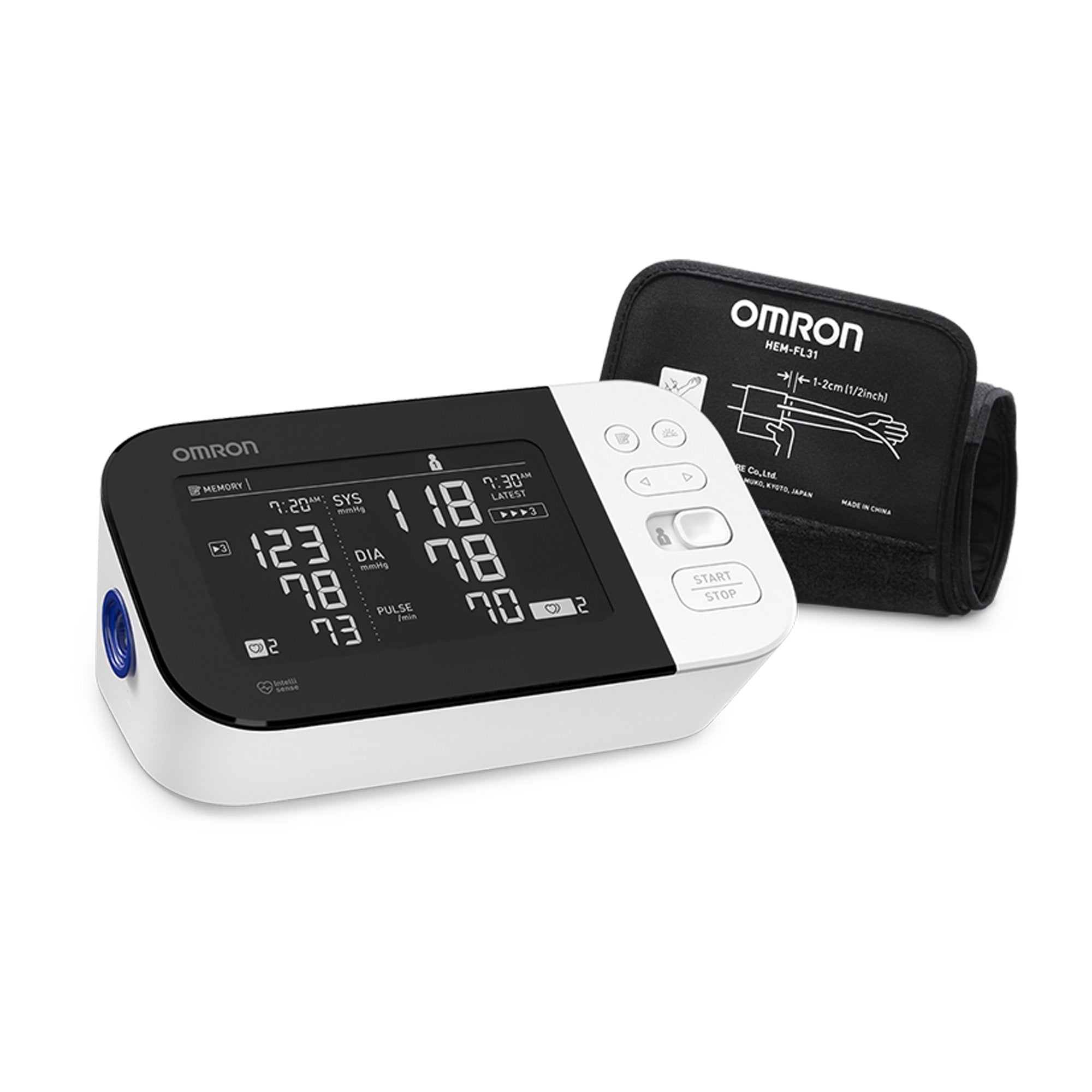 Home Automatic Digital Blood Pressure Monitor Omron 10 Series® Wide Range Cloth Fabric Cuff 23 - 43 cm Desk Model