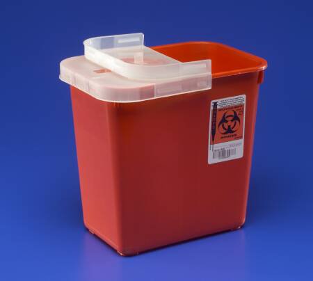 Sharps Container SharpSafety™ Red Base 10 H X 10-1/2 W X 7-1/4 D Inch Horizontal Entry 2 Gallon