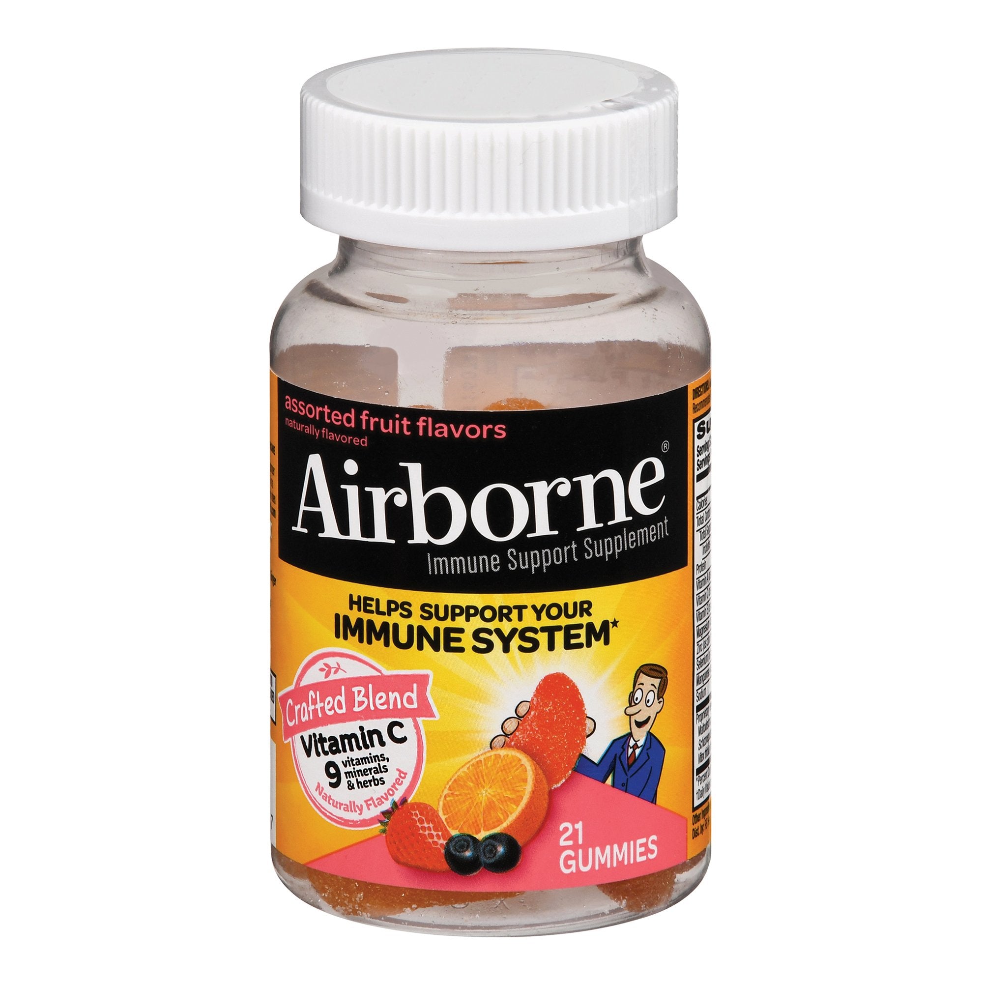 Multivitamin Supplement Airborne® Immune Support Vitamin A / Ascorbic Acid 200 IU - 1000 mg Strength Gummy 21 per Bottle Assorted Fruit Flavor