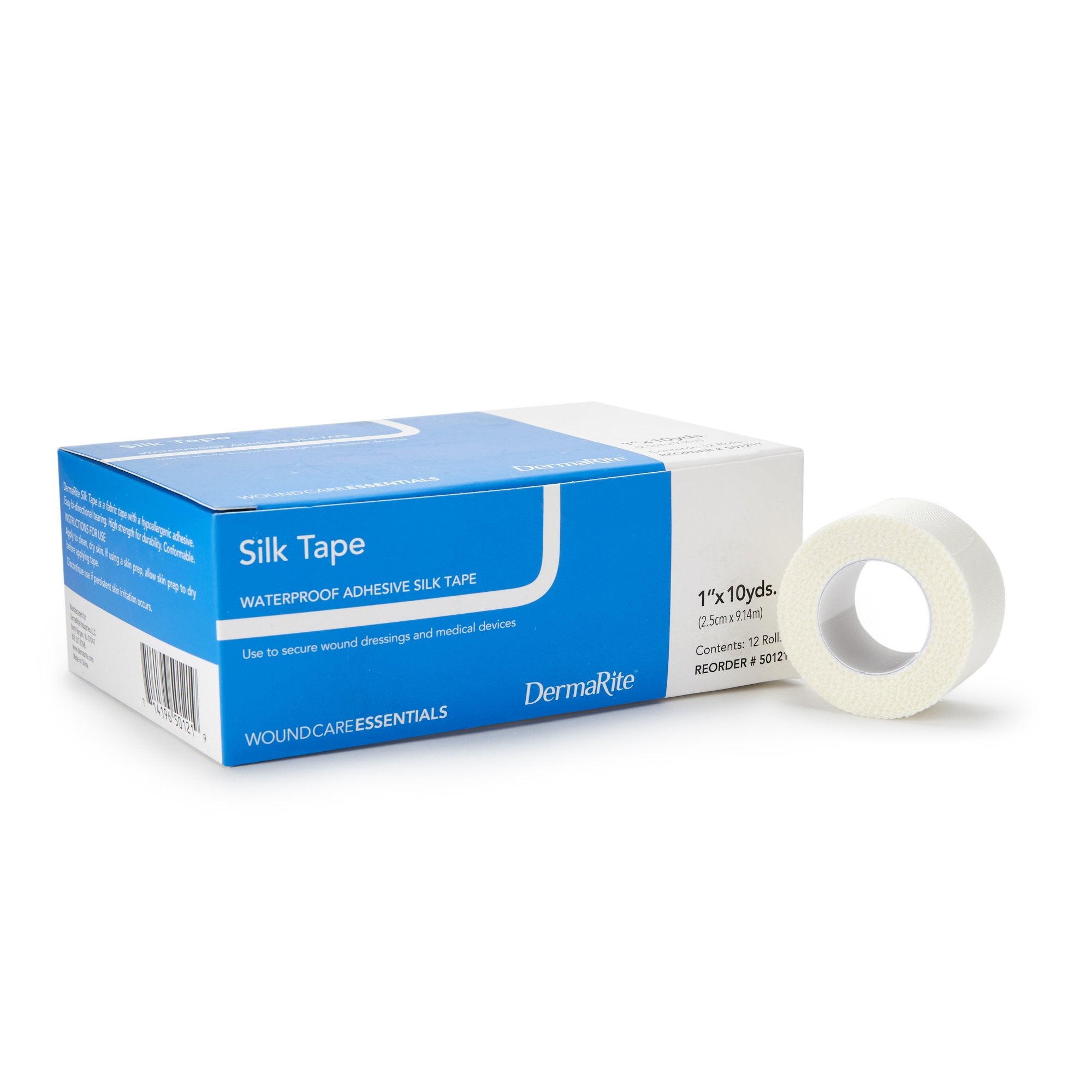 Waterproof Medical Tape Silk Tape White 1 Inch X 10 Yard Silk-Like Cloth NonSterile