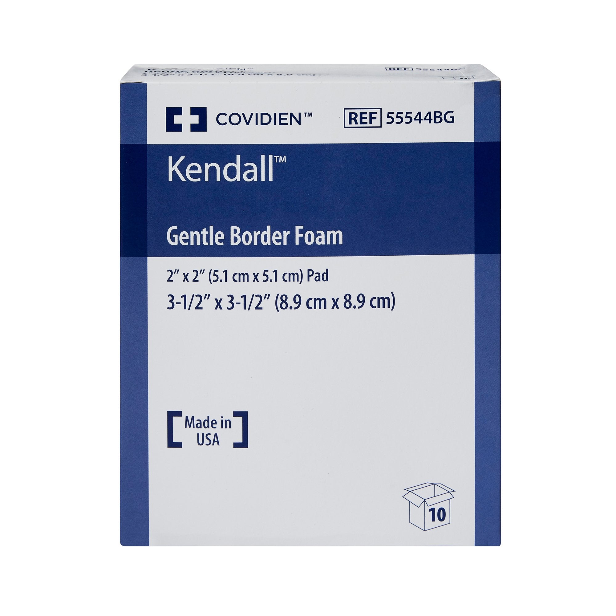 Foam Dressing Kendall™ Border Foam Gentle Adhesion 3-1/2 X 3-1/2 Inch With Border Film Backing Silicone Adhesive Square Sterile