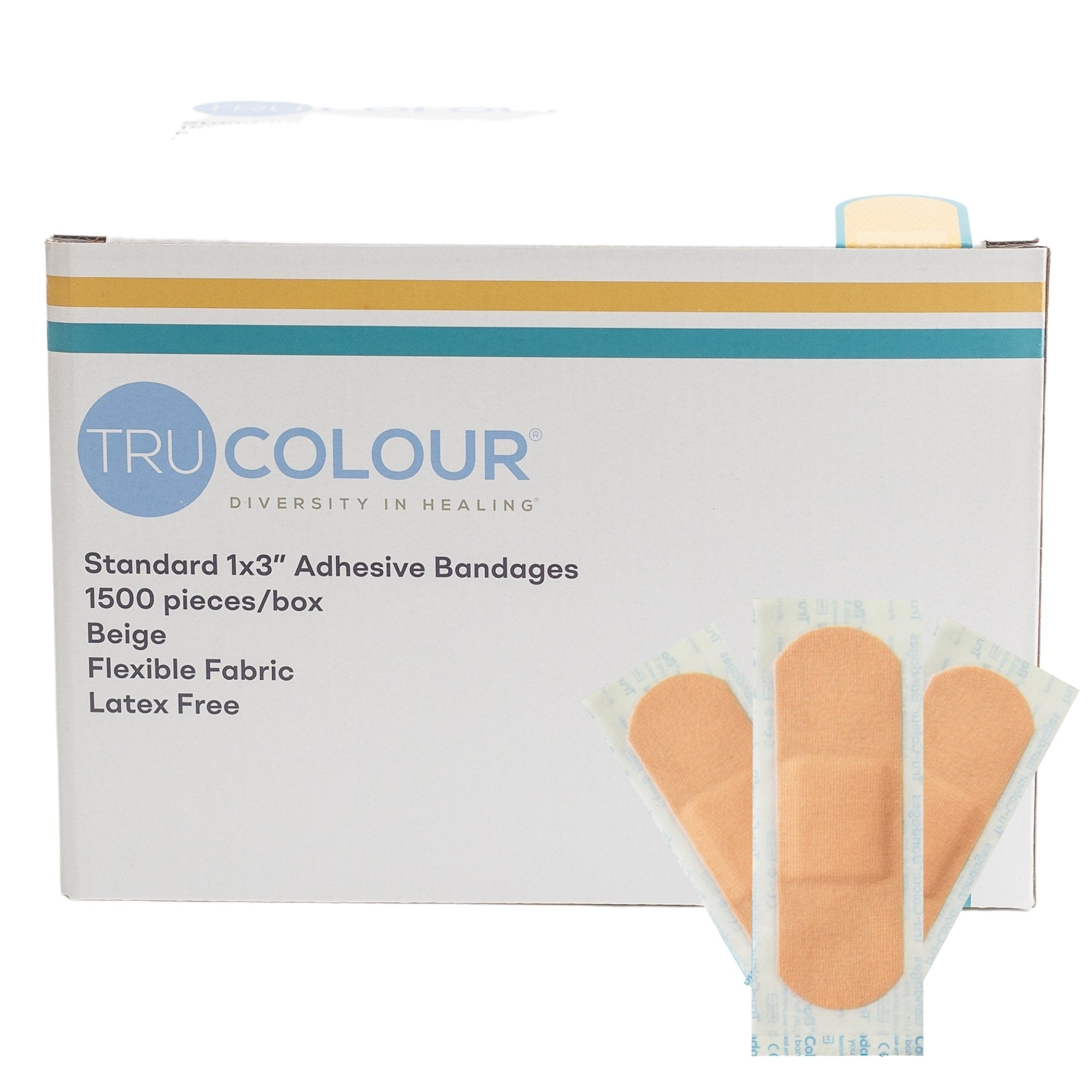 Adhesive Strip Tru-Colour® 1 X 3 Inch Fabric Rectangle Beige Sterile