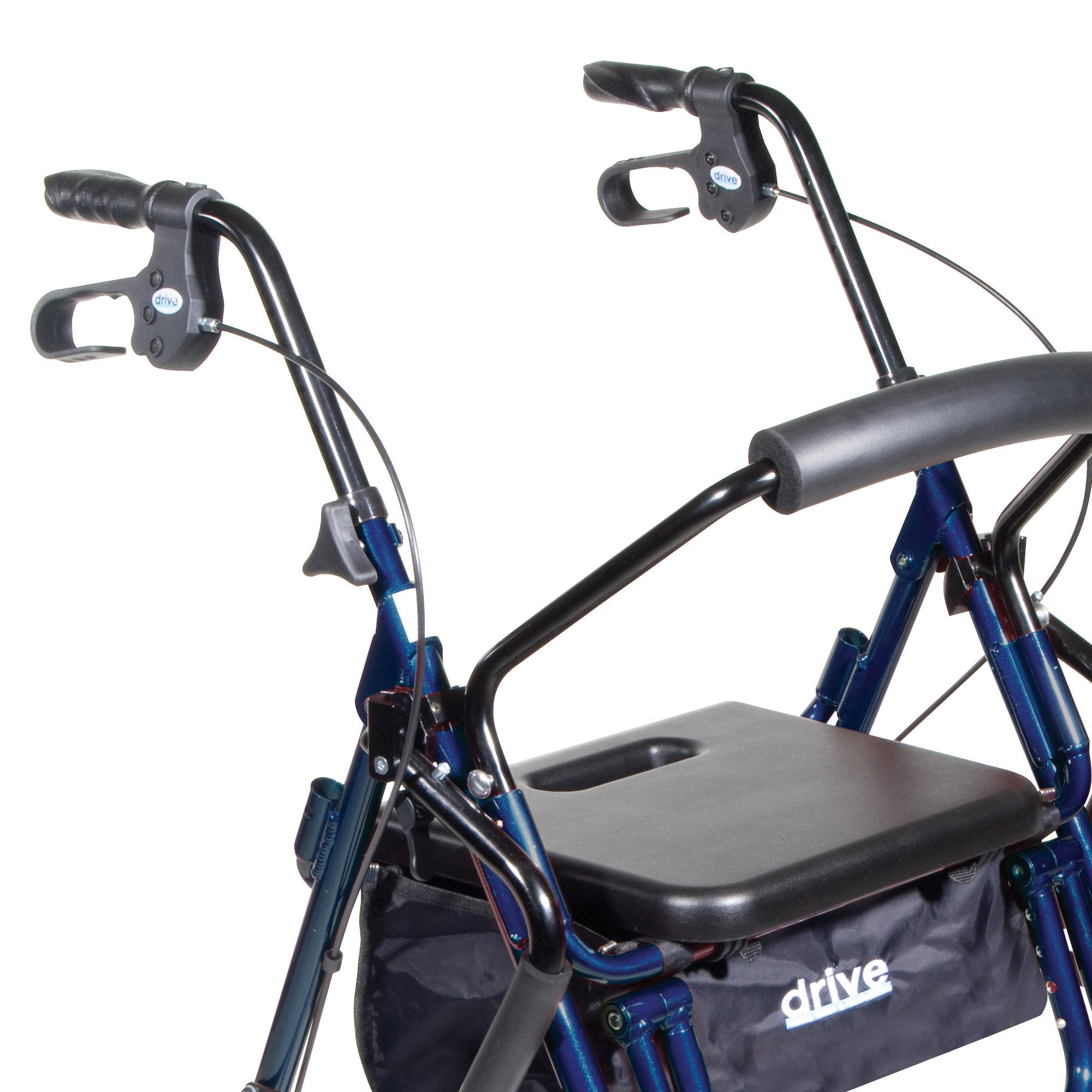4 Wheel Rollator / Transport Chair drive™ Duet Blue Adjustable Height / Transport / Folding Aluminum Frame