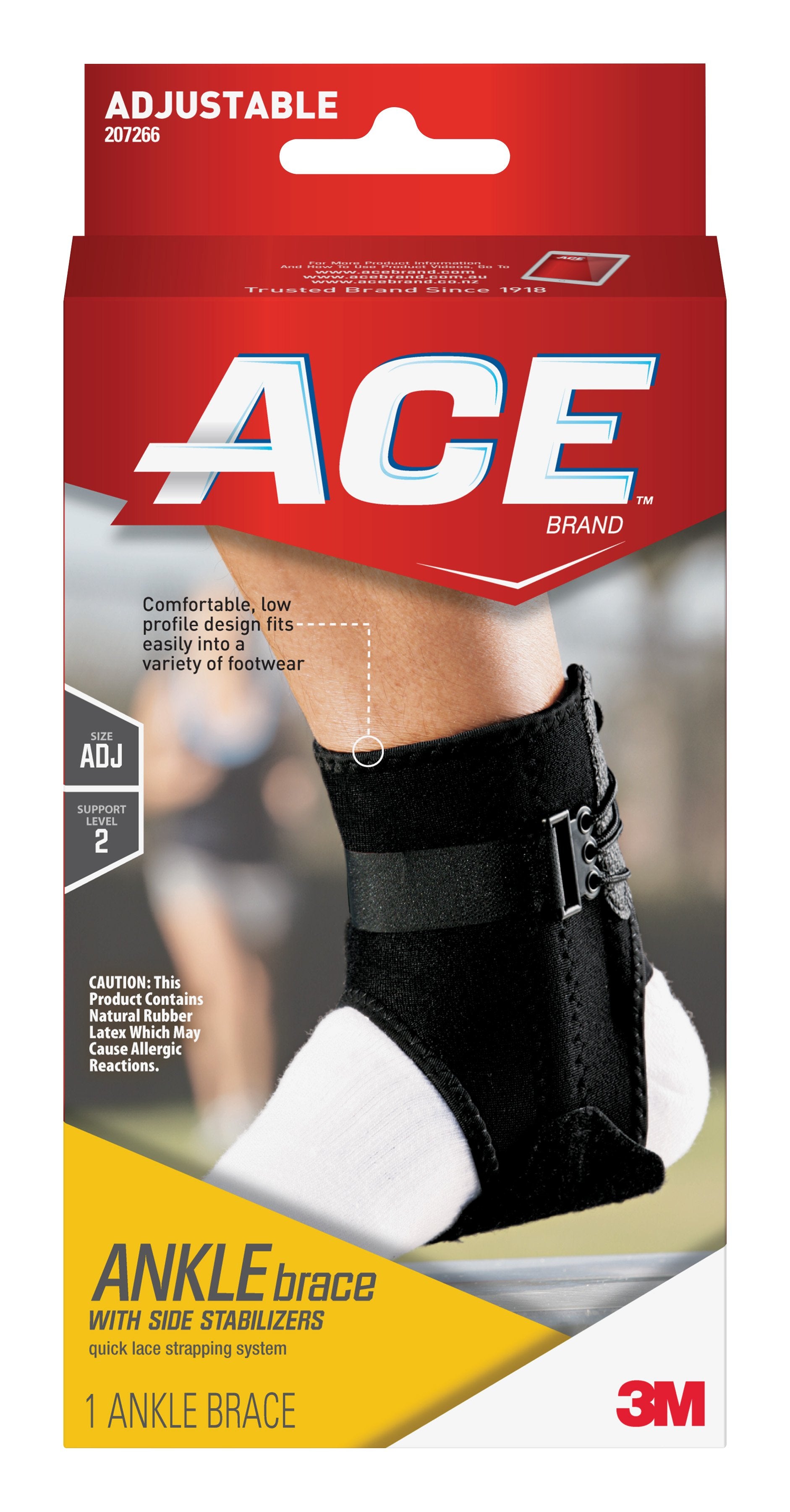 Ankle Brace with Side Stabilizers 3M™ Ace™ One Size Fits Most Lace-Up Foot
