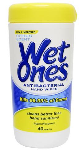 Hand Sanitizing Wipe Wet Ones® Antibacterial 40 Count Benzethonium Chloride Wipe Canister