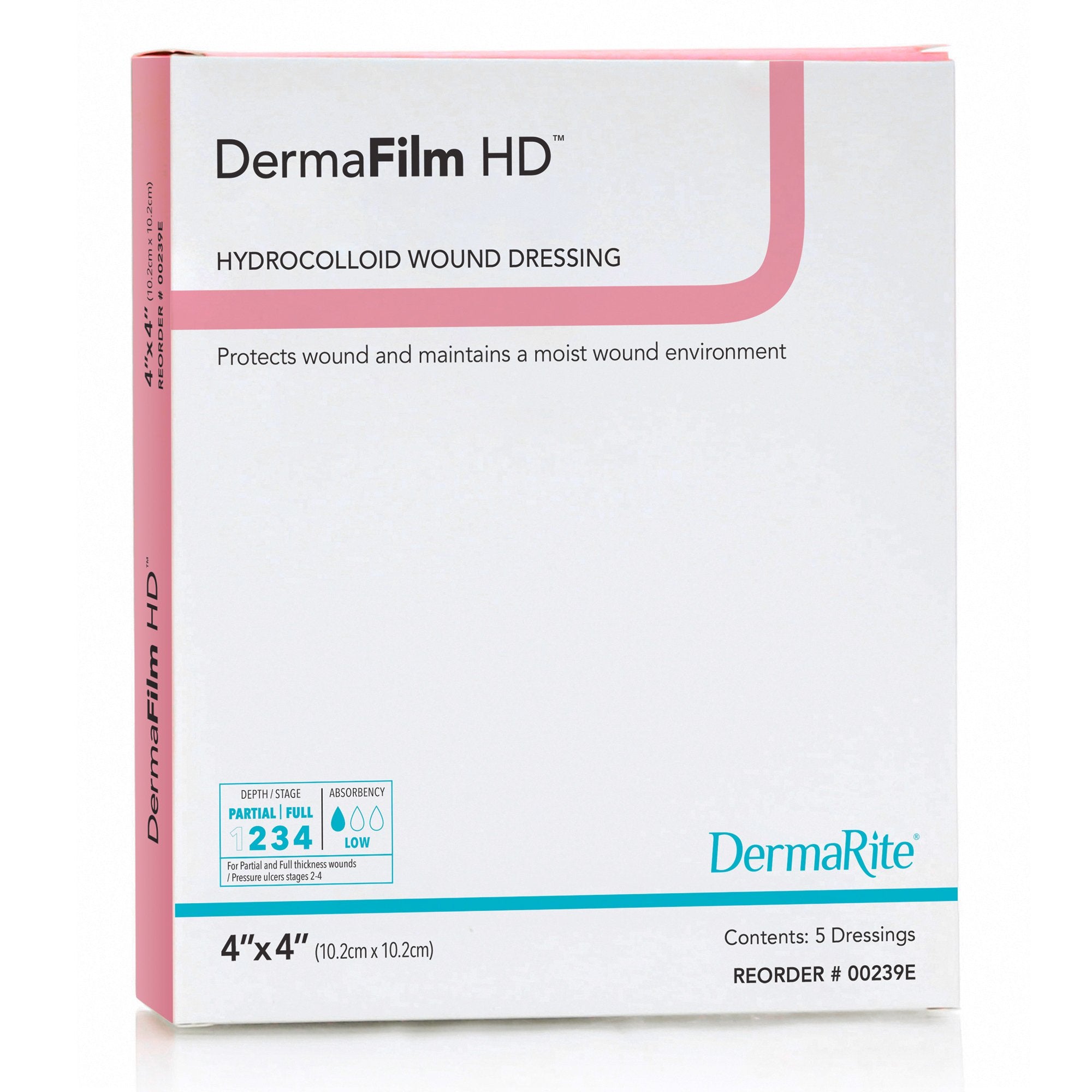 Hydrocolloid Dressing DermaFilm® HD 4 X 4 Inch Square