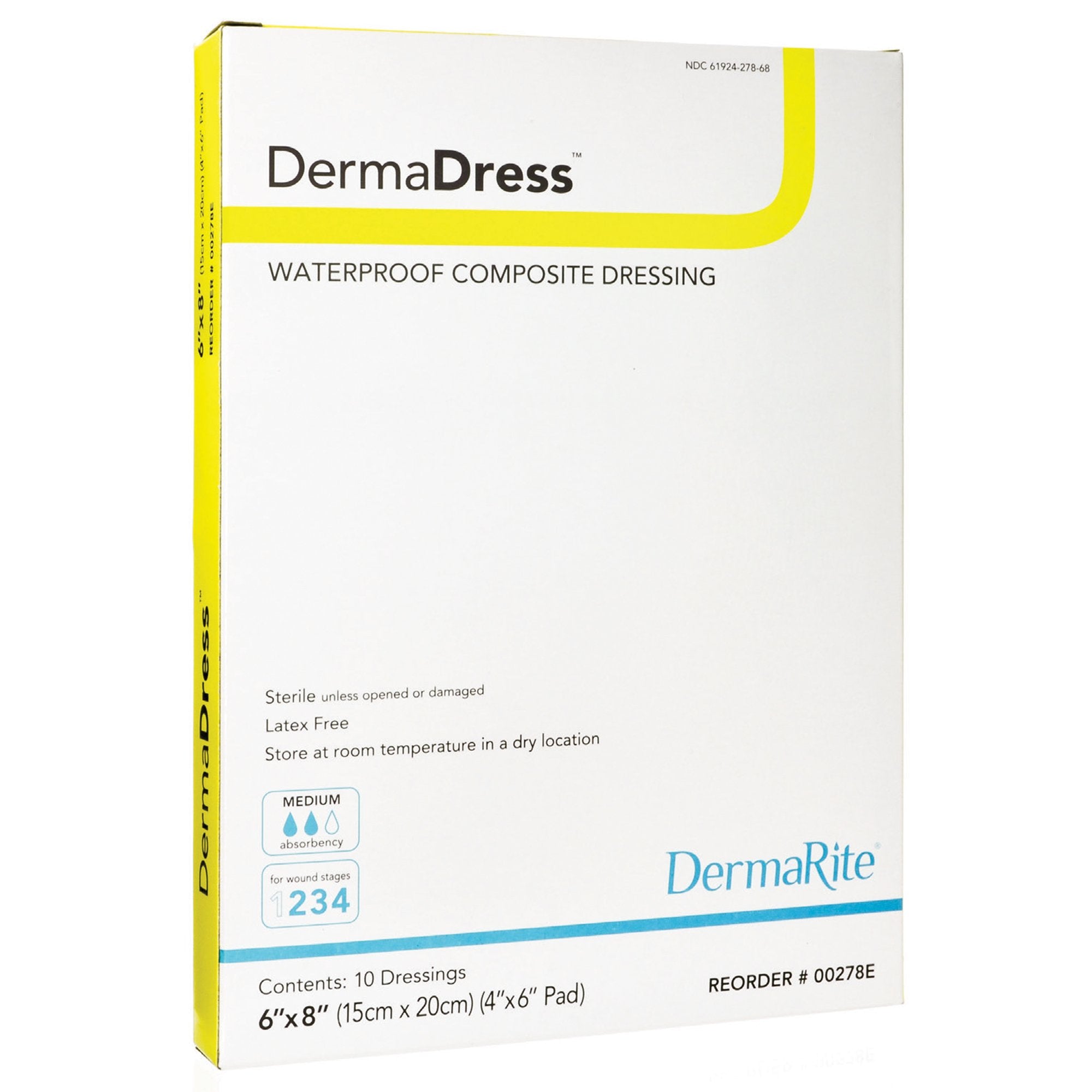 Composite Dressing DermaDress™ 6 X 8 Inch Rectangle Sterile Waterproof Film Backing