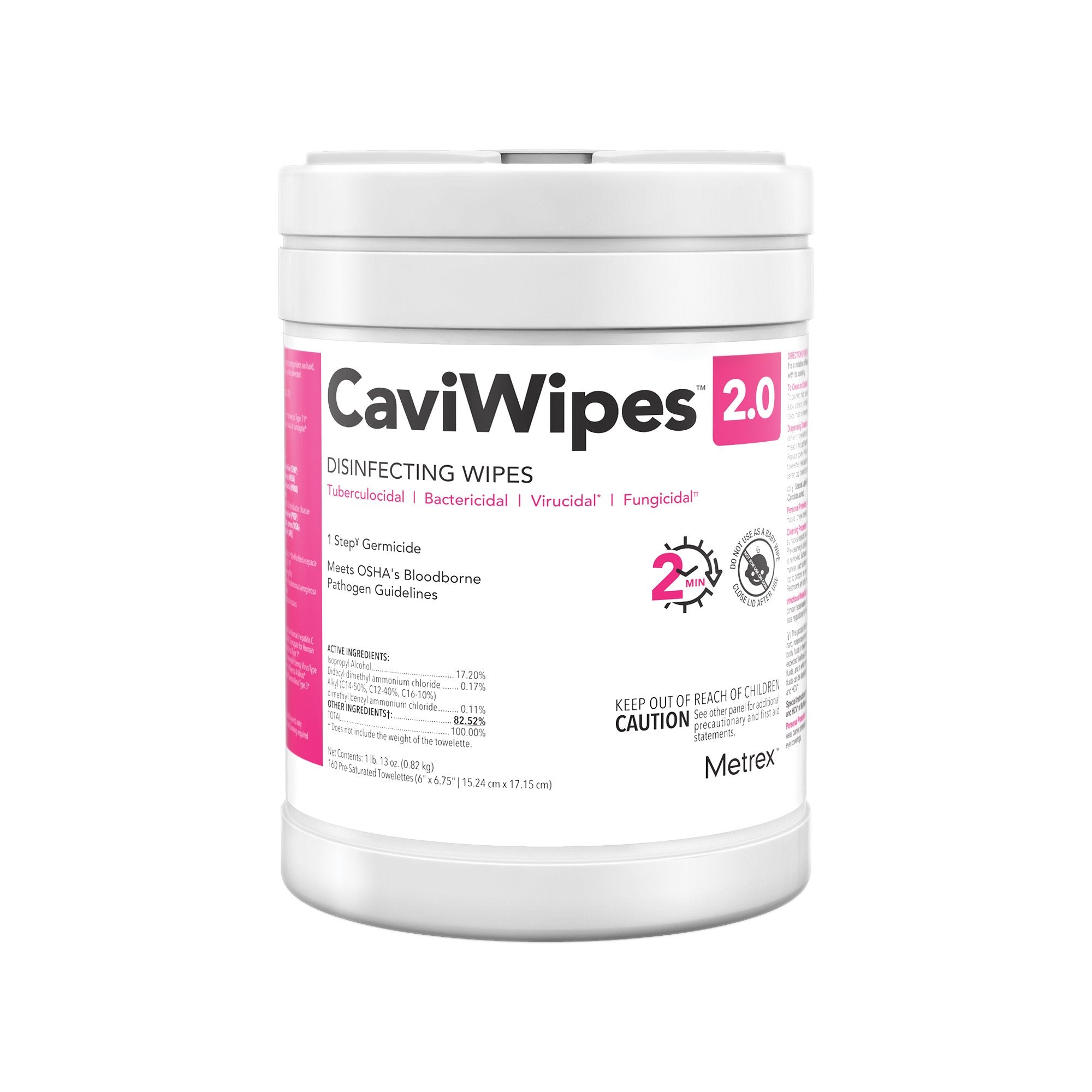 CaviWipes™ 2.0 Surface Disinfectant Premoistened Manual Pull Wipe 160 Count Canister Alcohol Scent NonSterile