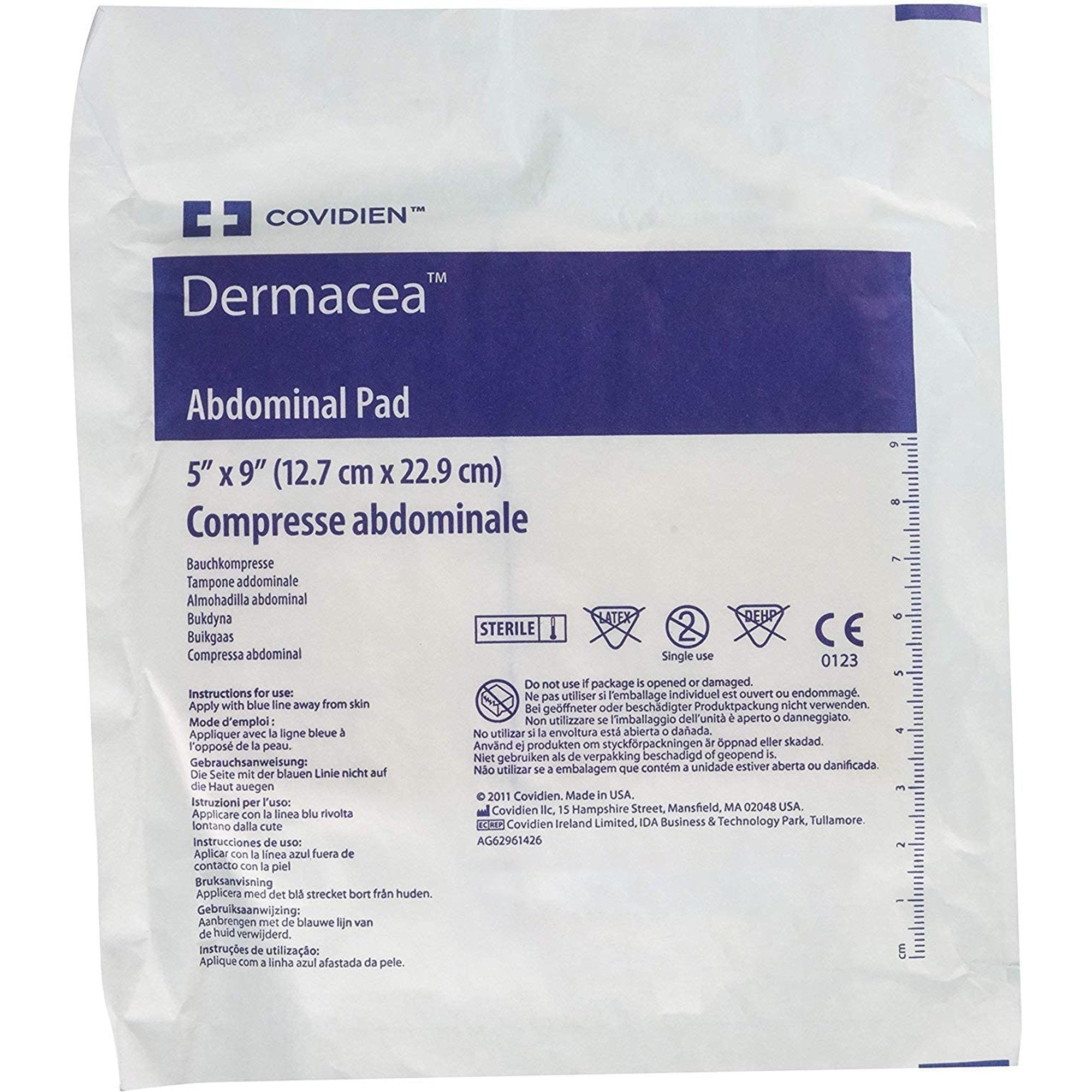 Abdominal Pad Dermacea™ 5 X 9 Inch 880 per Case NonSterile Rectangle