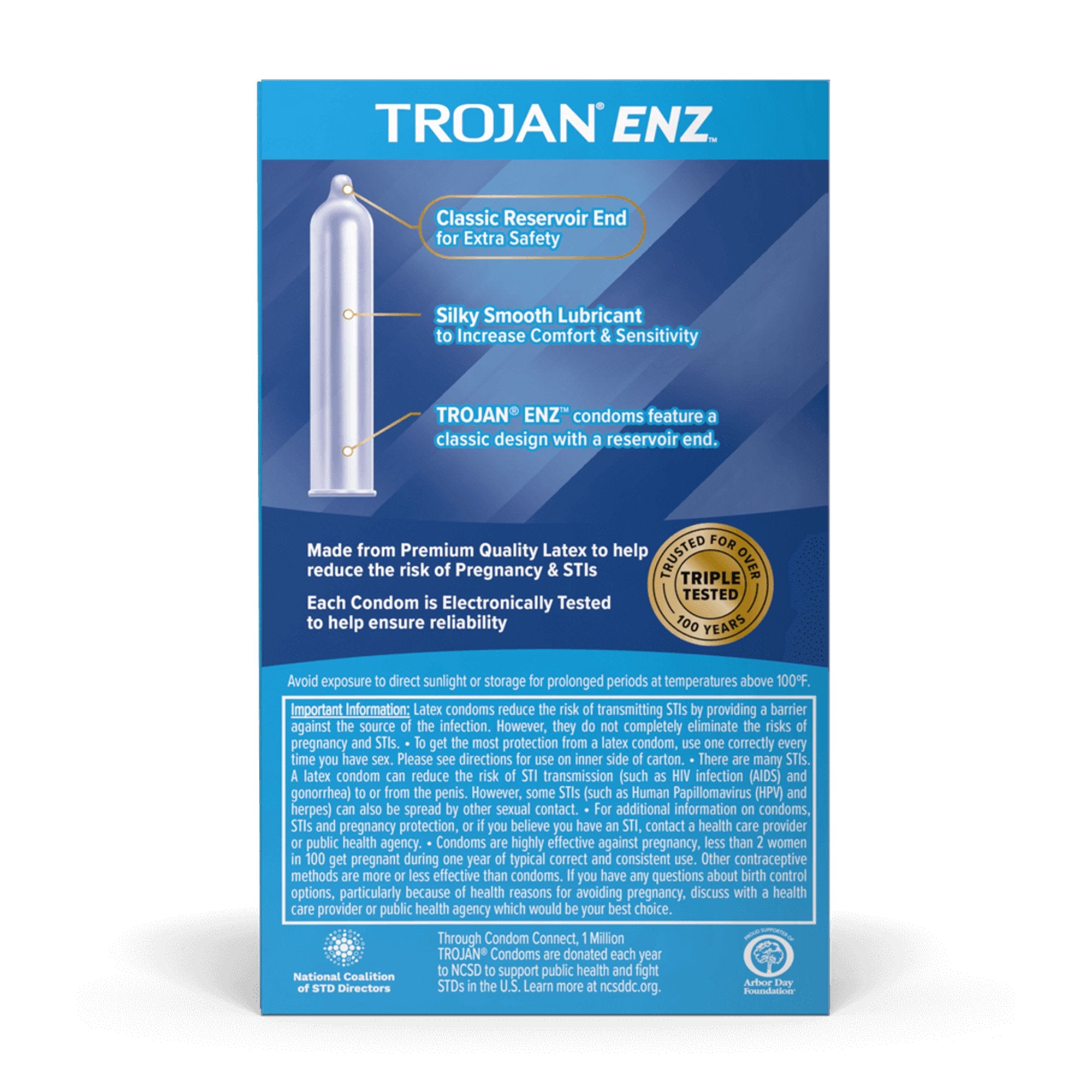 Condom Trojan-Enz® Lubricated 3 per Box