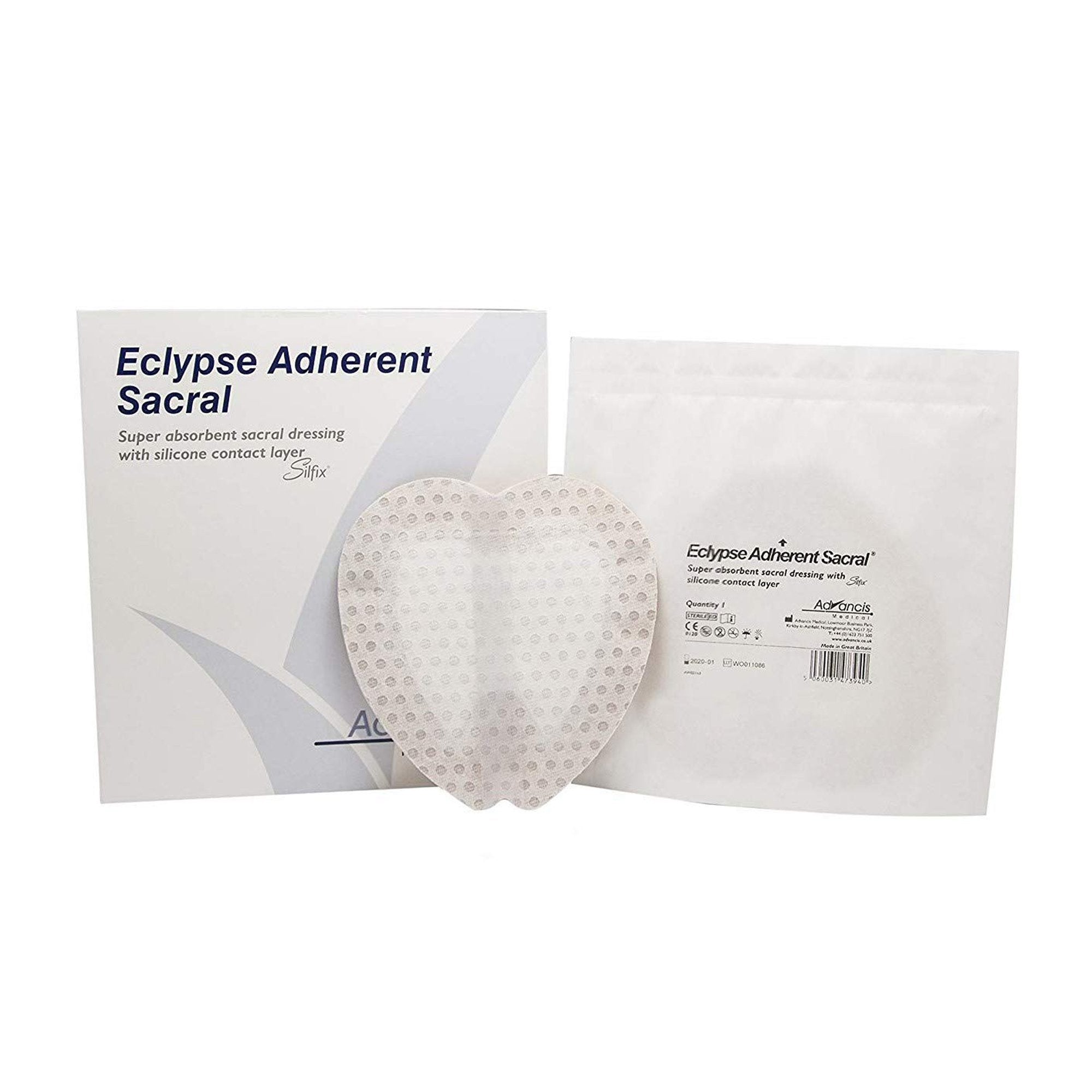 Super Absorbent Dressing Eclypse® Adherent Sacral 8-1/2 X 9 Inch Sacral Sterile