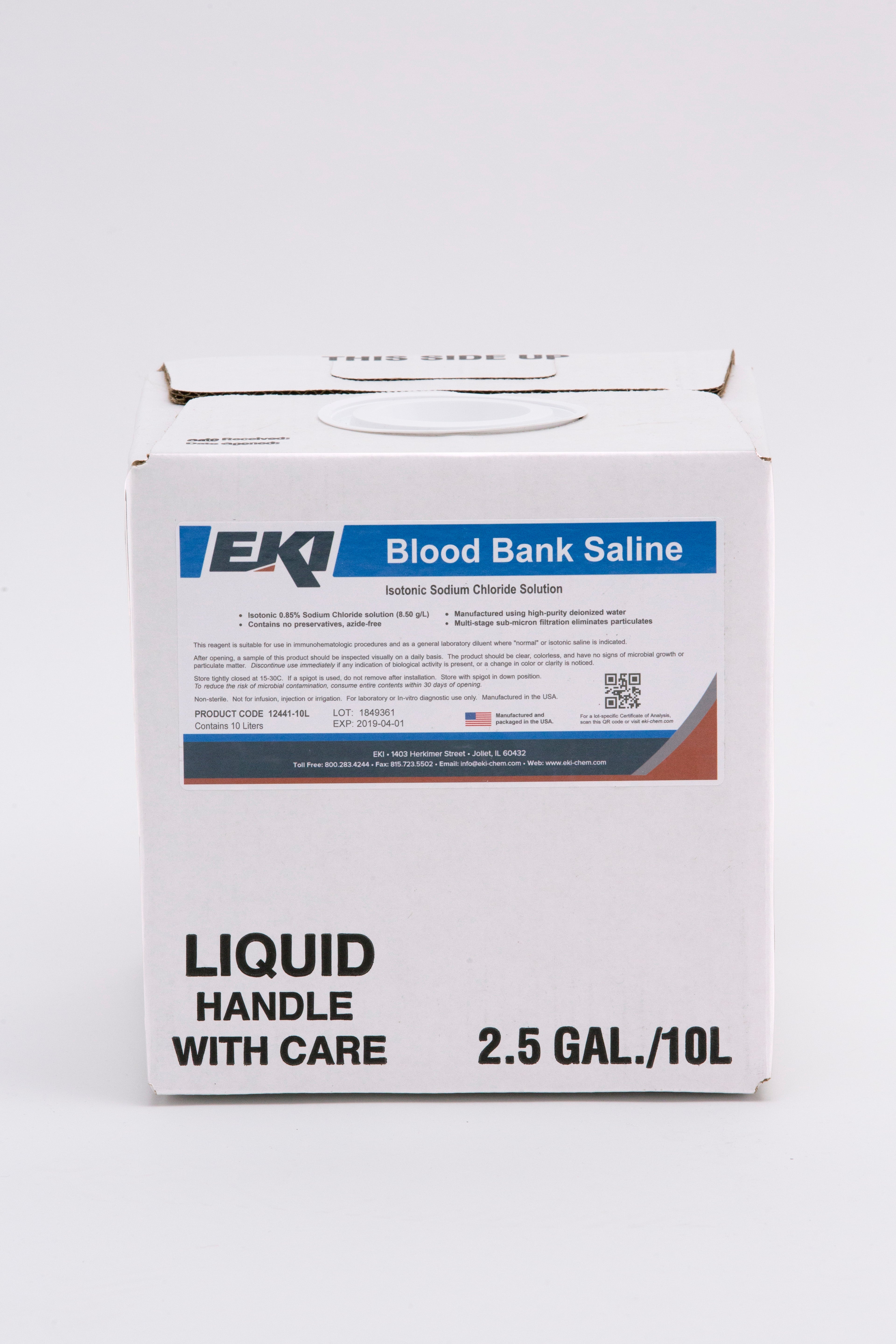 Immunohematology Reagent Saline Blood Bank 0.85% 10 Liter