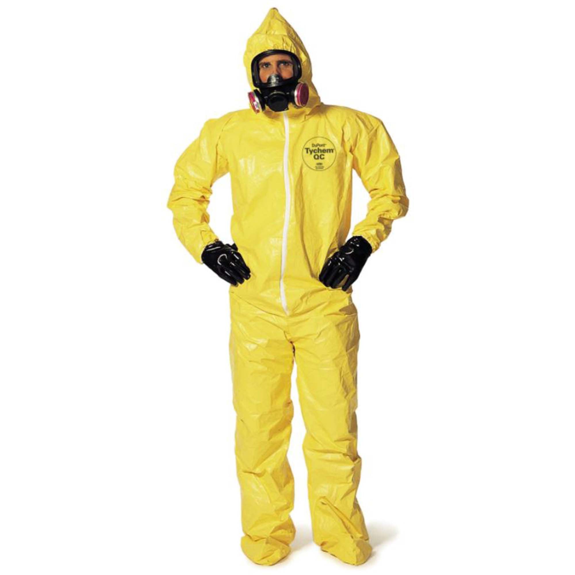 Coverall with Hood and Boot Covers DuPont™ Tychem® QC 122 2X-Large Yellow Disposable NonSterile