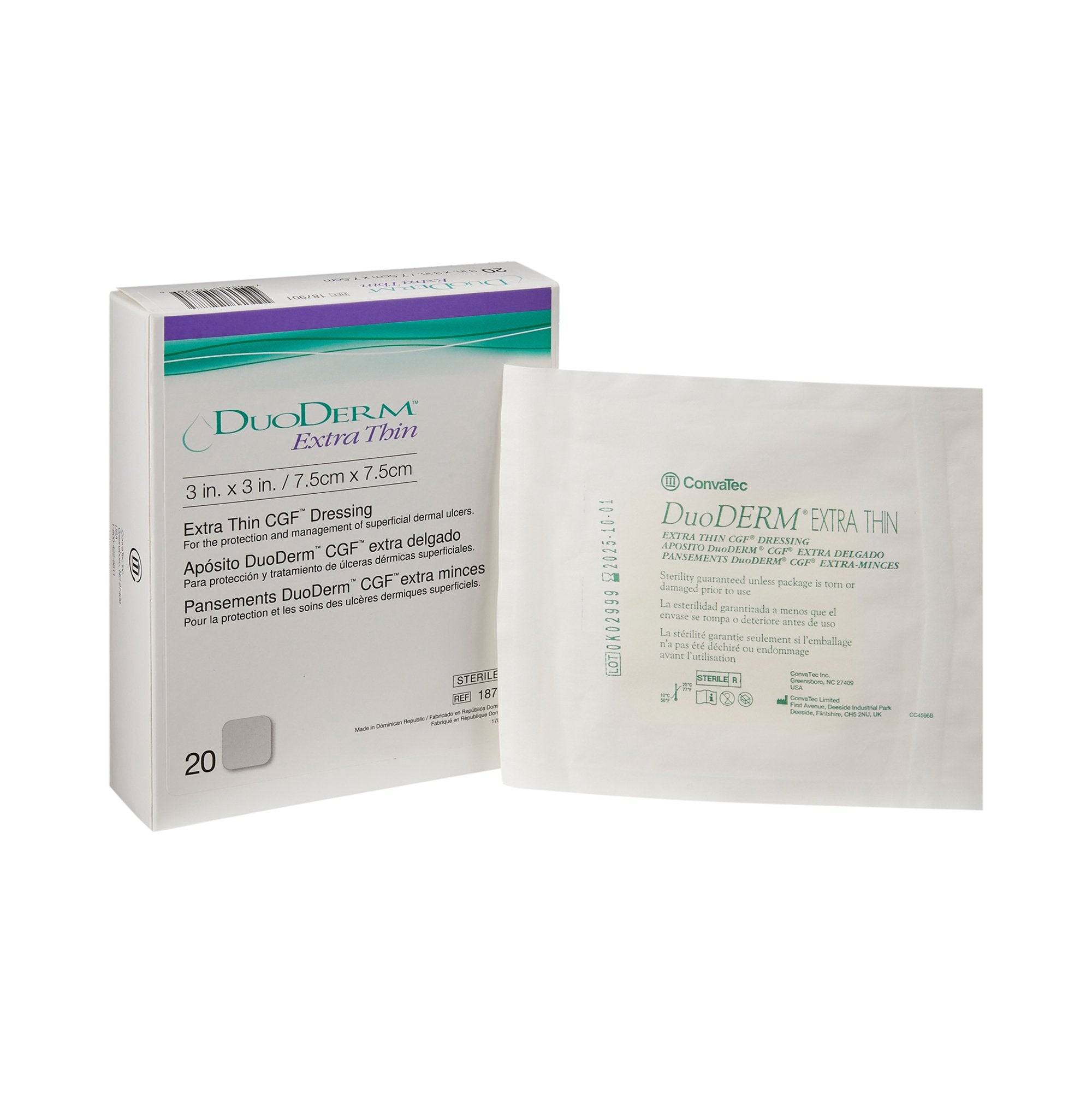 Thin Hydrocolloid Dressing DuoDERM® Extra Thin 3 X 3 Inch Square