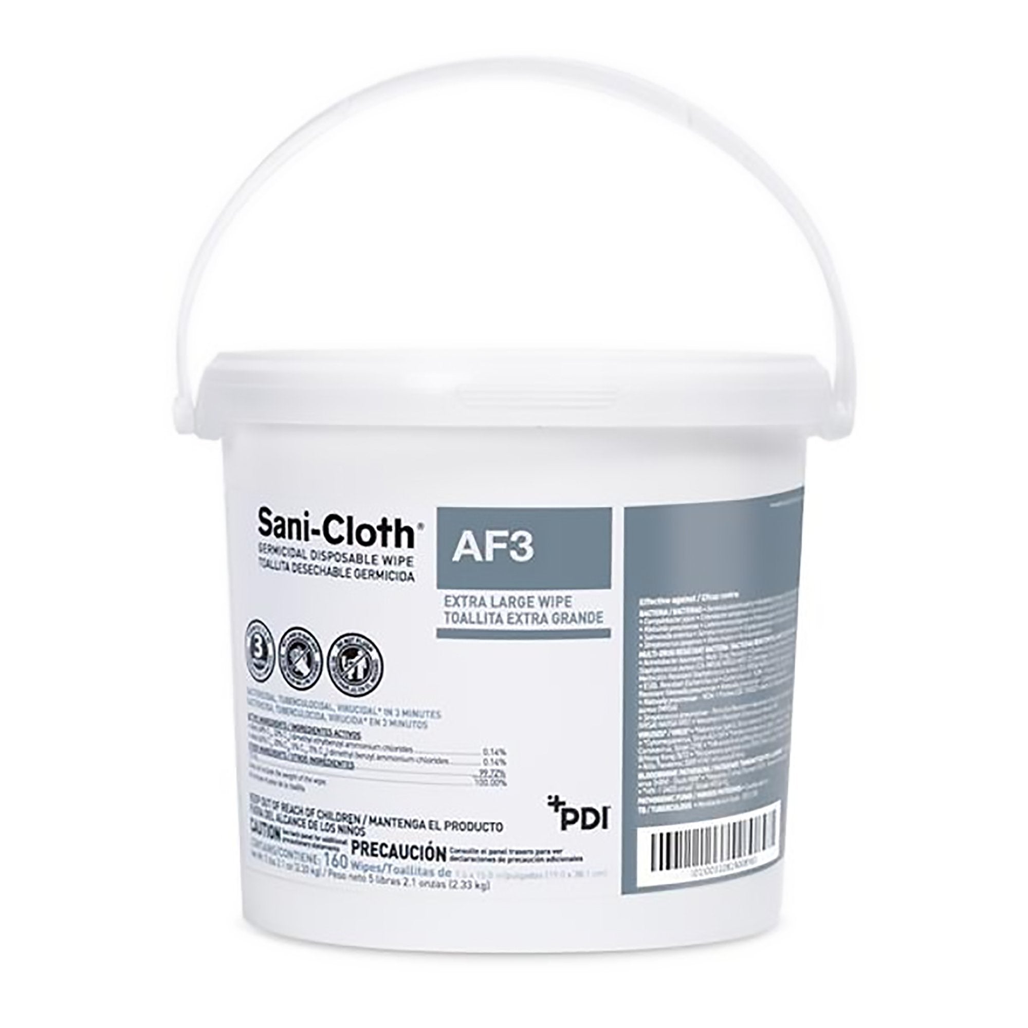 Sani-Cloth® AF3 Surface Disinfectant Cleaner Premoistened Germicidal Manual Pull Wipe 160 Count Pail Mild Scent NonSterile