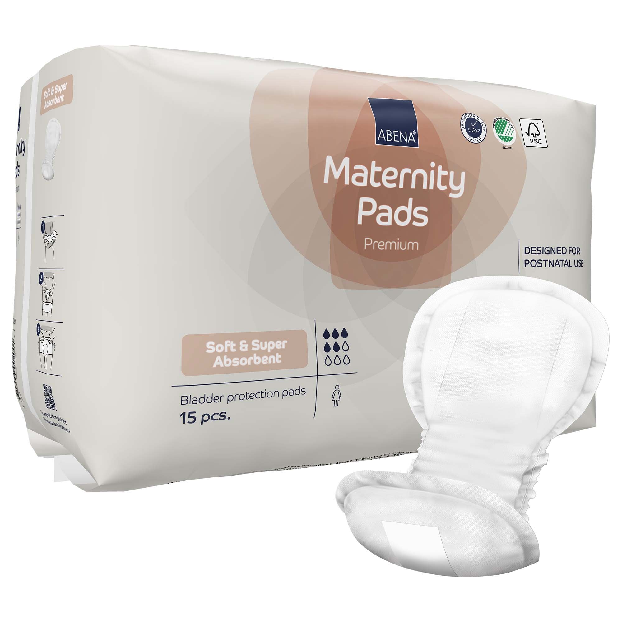 Bladder Control Pad Abena® Maternity 7.8 X 16.5 Inch Moderate Absorbency Fluff / Polymer Core One Size Fits Most