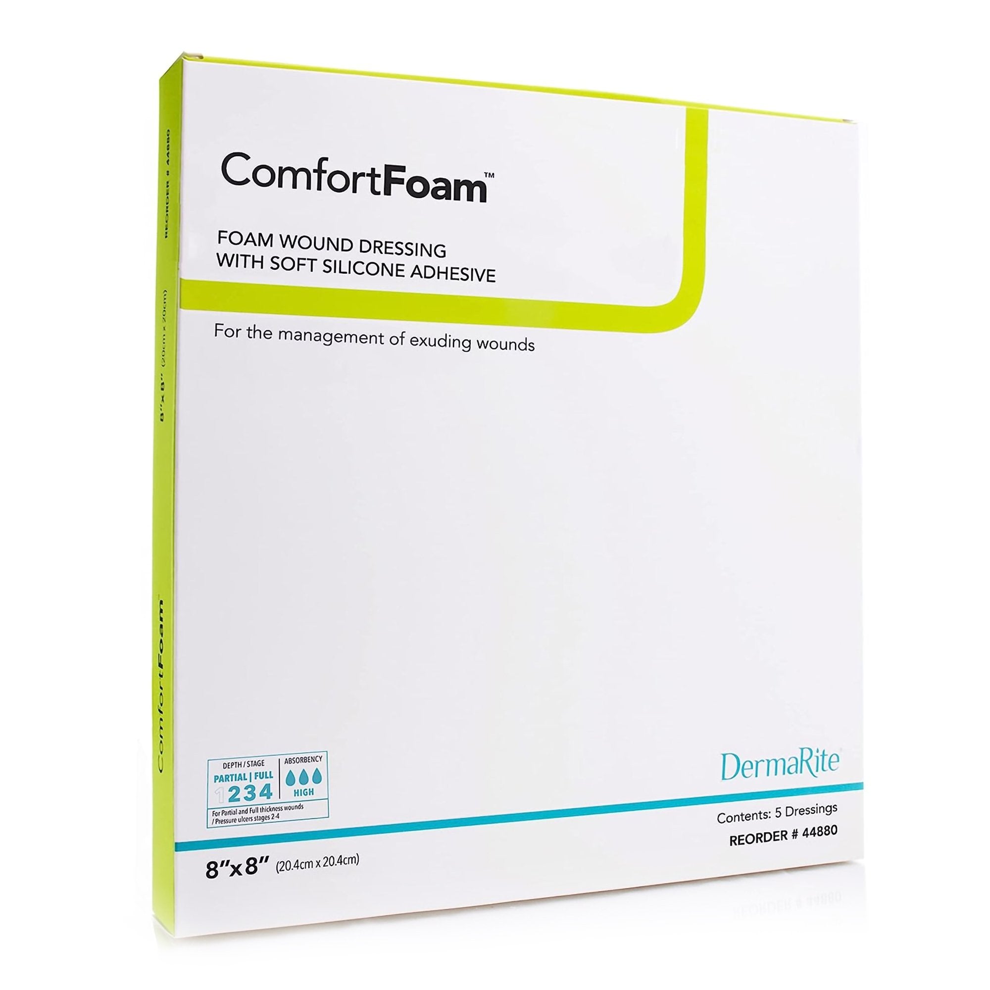 Foam Dressing ComfortFoam™ 8 X 8 Inch Without Border Film Backing Silicone Face Square Sterile