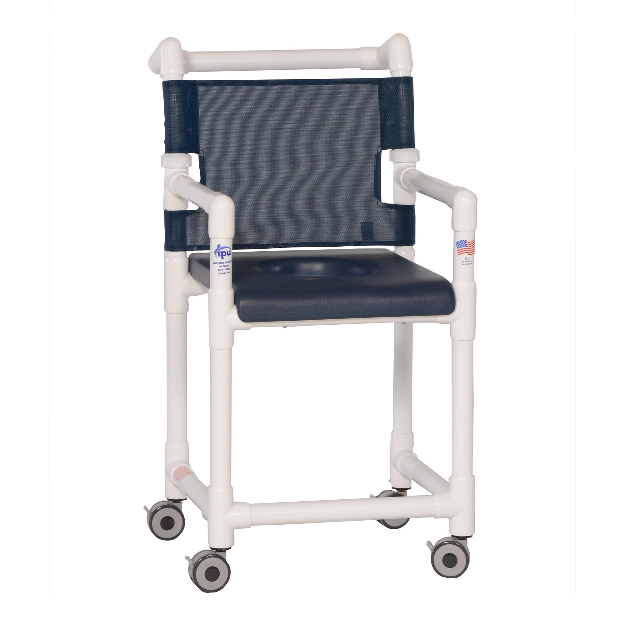 Shower Chair ipu® Fixed Arms PVC Frame Mesh Backrest 21 Inch Seat Width 300 lbs. Weight Capacity