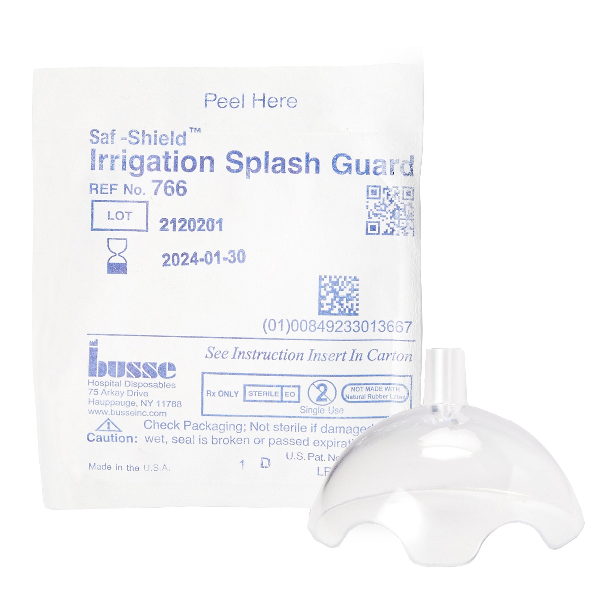 Irrigation Splash Guard Saf-Shield* 2 Exit Portals, Clear, Plastic, Angled Inlet, Sterile