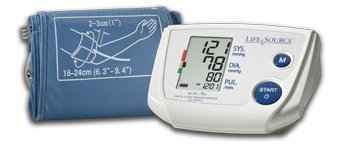 Home Automatic Digital Blood Pressure Monitor LifeSource™ Small Cuff Nylon Cuff 16 - 24 cm Desk Model