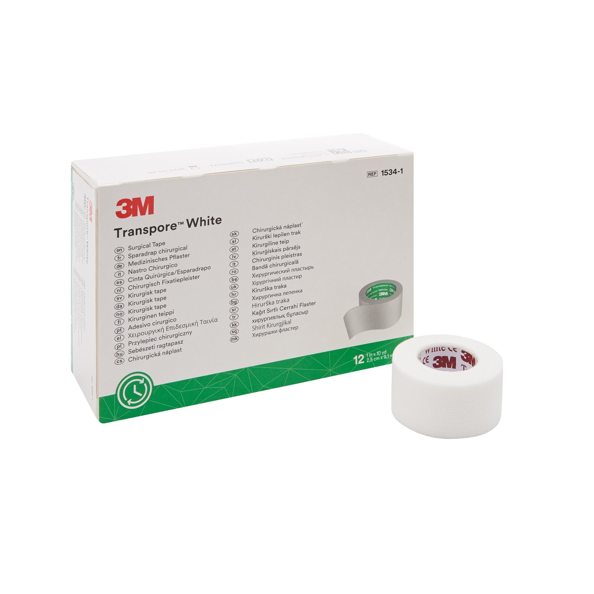 Medical Tape 3M™ Transpore™ White White 1 Inch X 10 Yard Plastic NonSterile