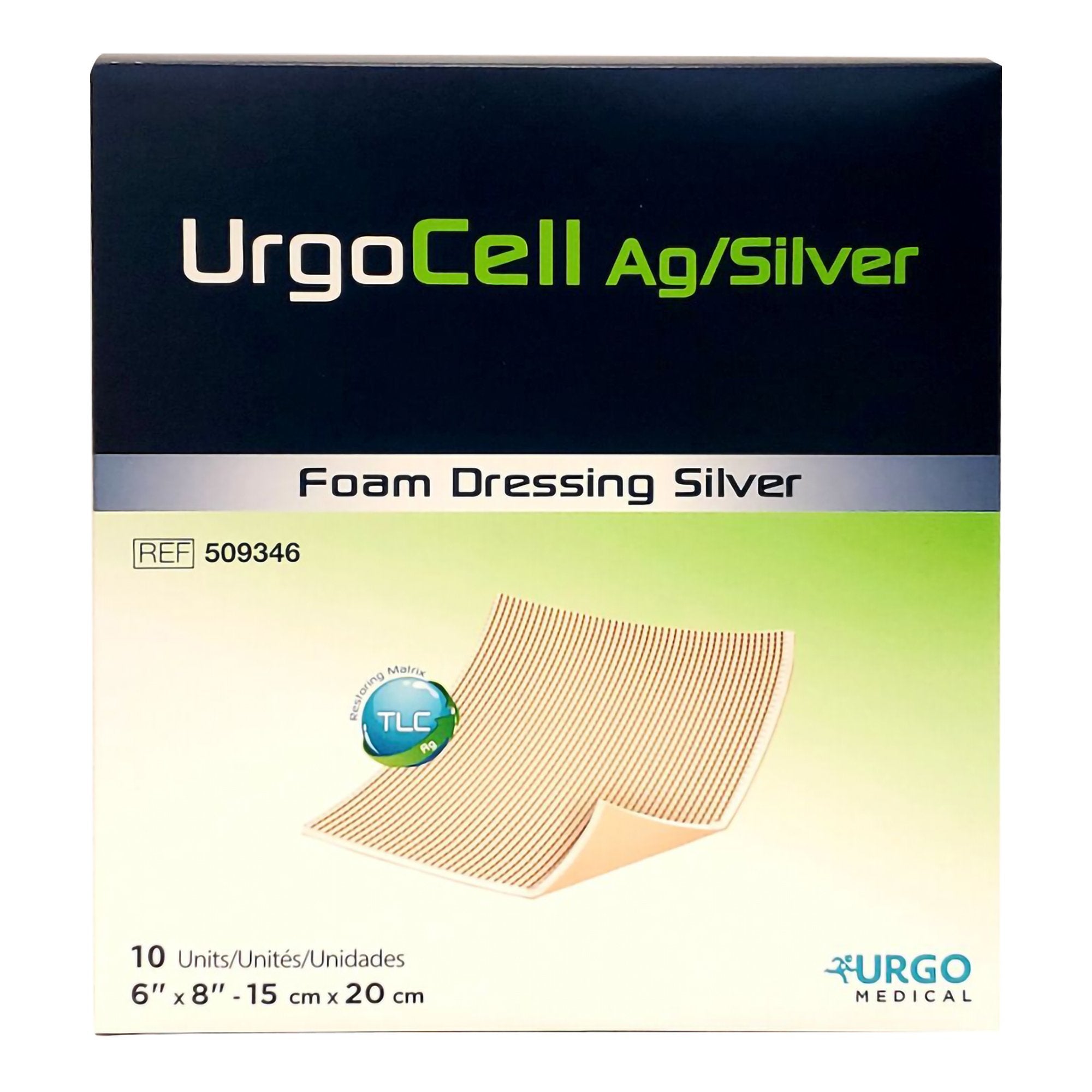 Silver Foam Dressing UrgoCell™ Ag 6 X 8 Inch Rectangle Sterile