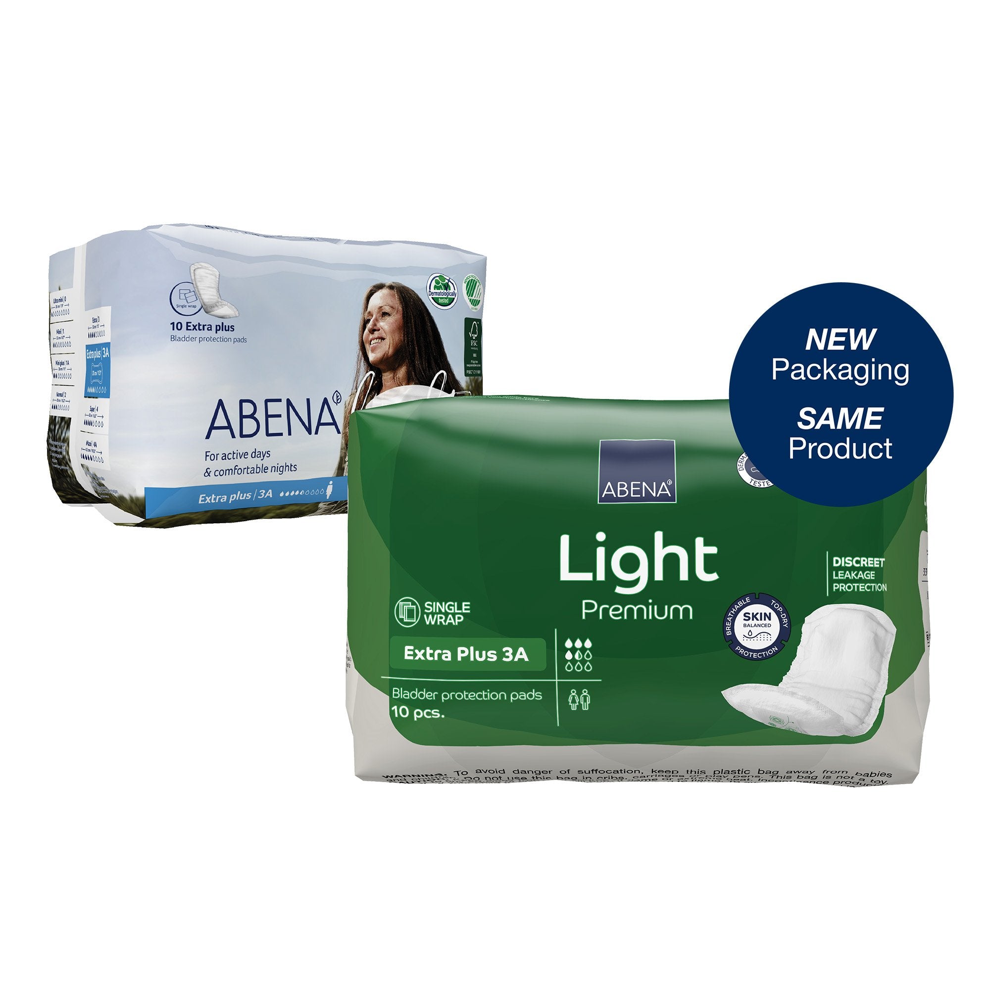 Bladder Control Pad Abena® Premium Light Extra Plus 4.3 X 12.9 Inch Moderate Absorbency Fluff / Polymer Core Size 3A