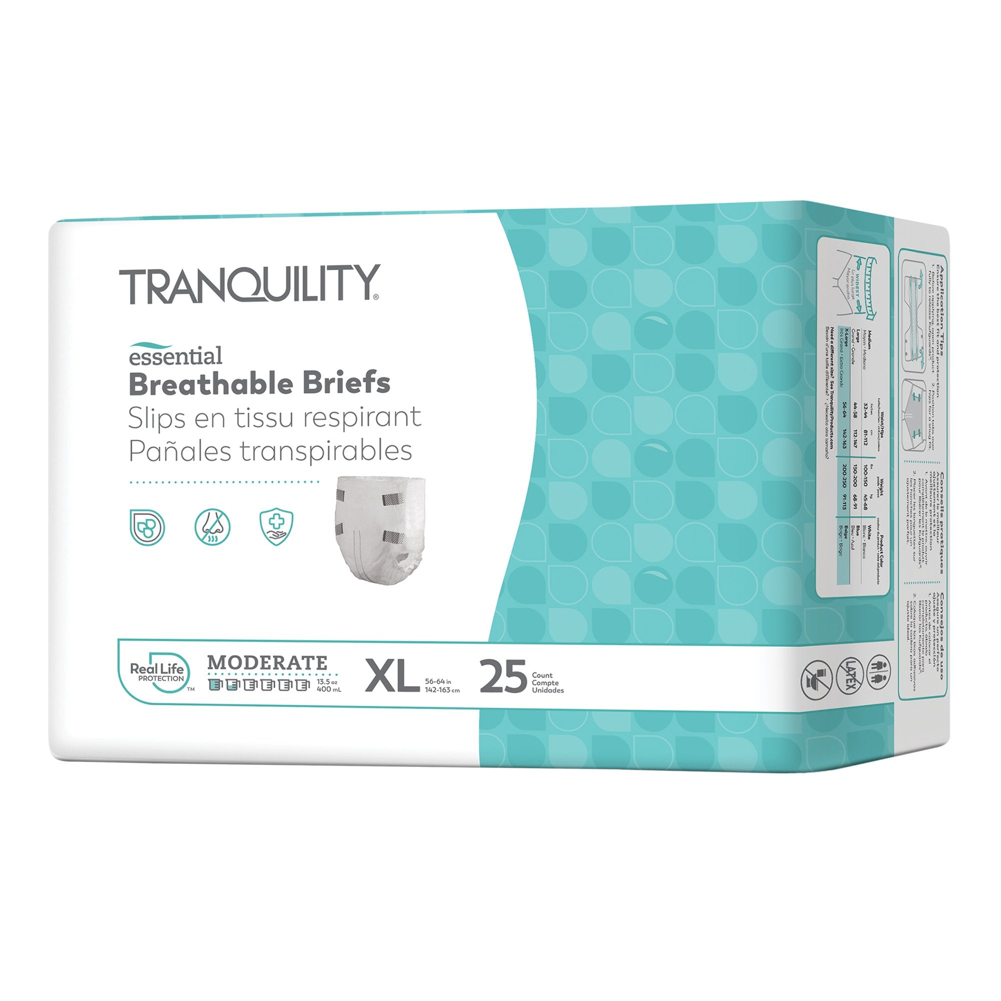 Unisex Adult Incontinence Brief Tranquility® Essential X-Large Disposable Moderate Absorbency