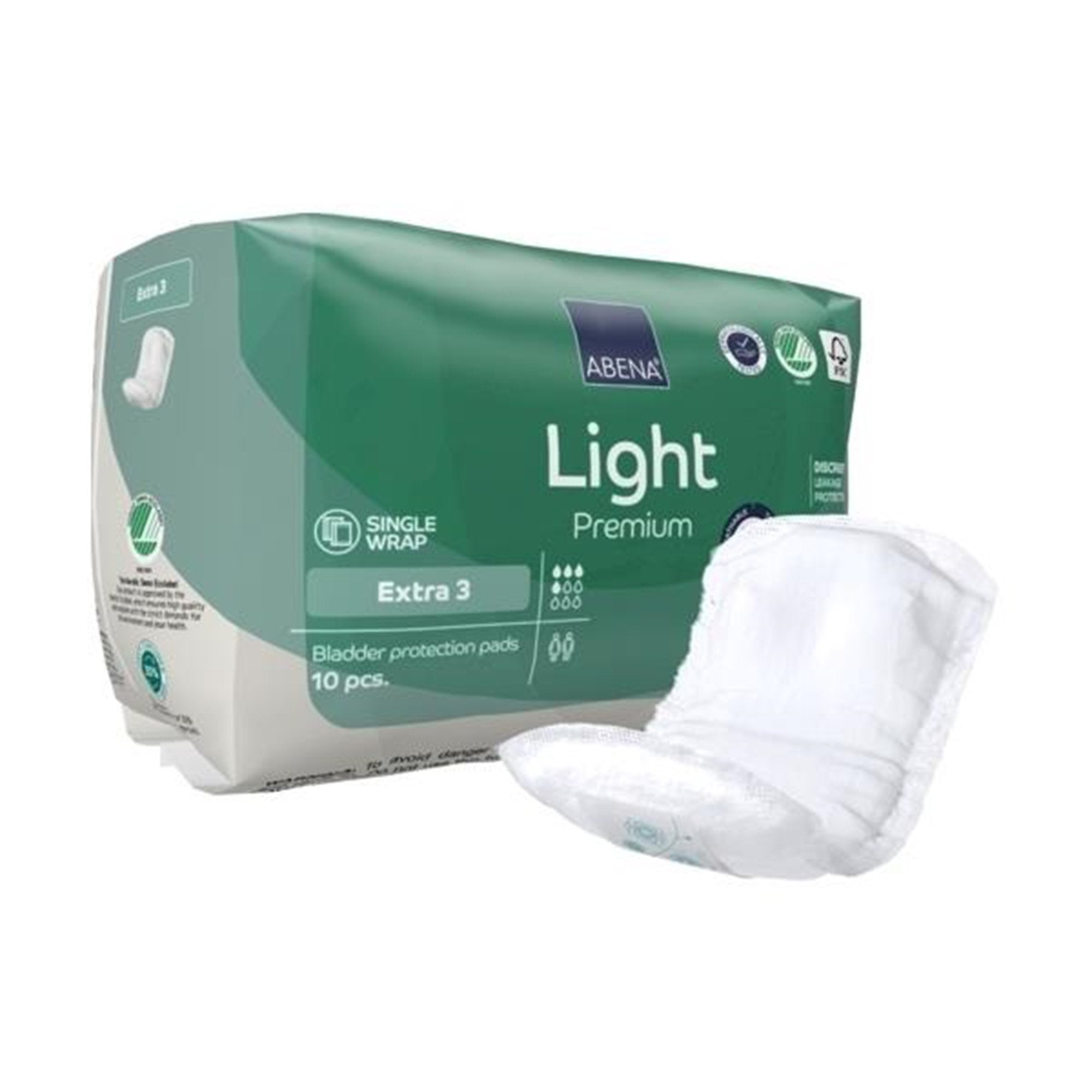 Bladder Control Pad Abena® Premium Light Extra 4.3 X 12.9 Inch Moderate Absorbency Fluff / Polymer Core Size 3