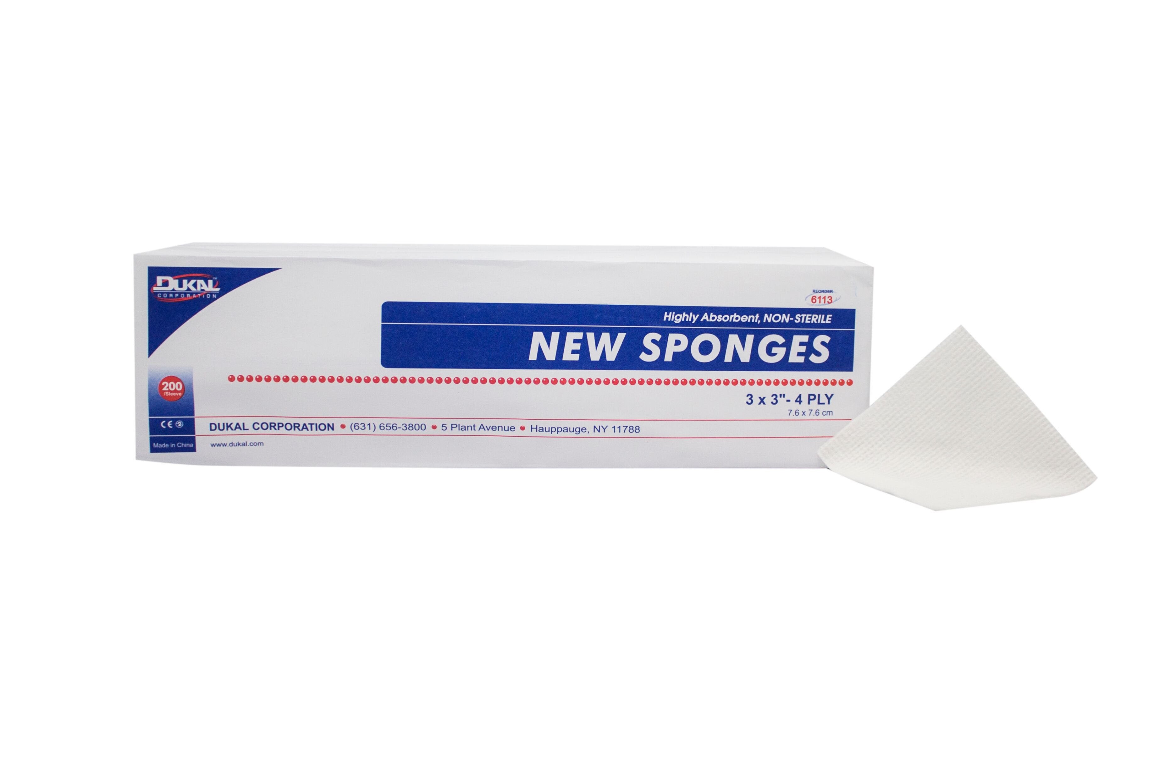 Nonwoven Sponge Dukal™ 3 X 3 Inch 200 per Pack NonSterile 4-Ply Square