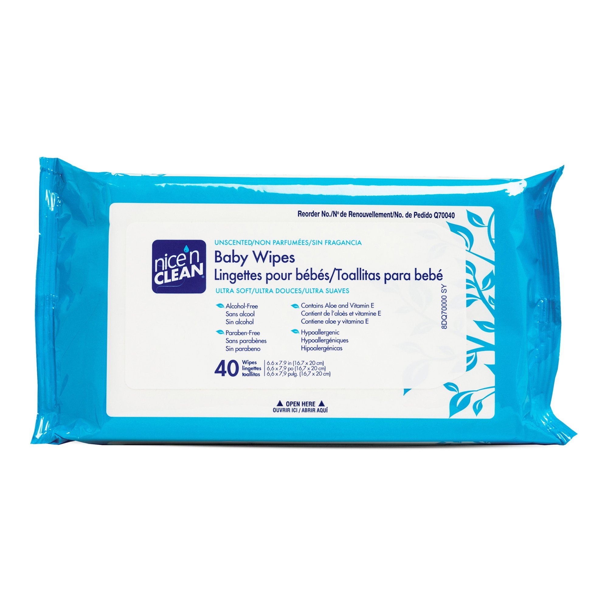 Baby Wipe Nice'n Clean® Soft Pack Unscented 40 Count