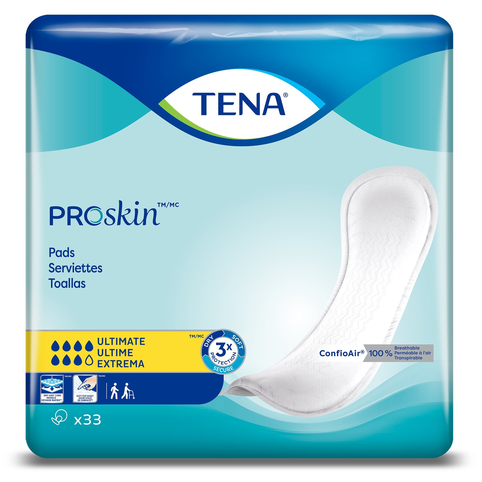 Bladder Control Pad TENA ProSkin™ Ultimate 16 Inch Length Heavy Absorbency Dry-Fast Core™ One Size Fits Most