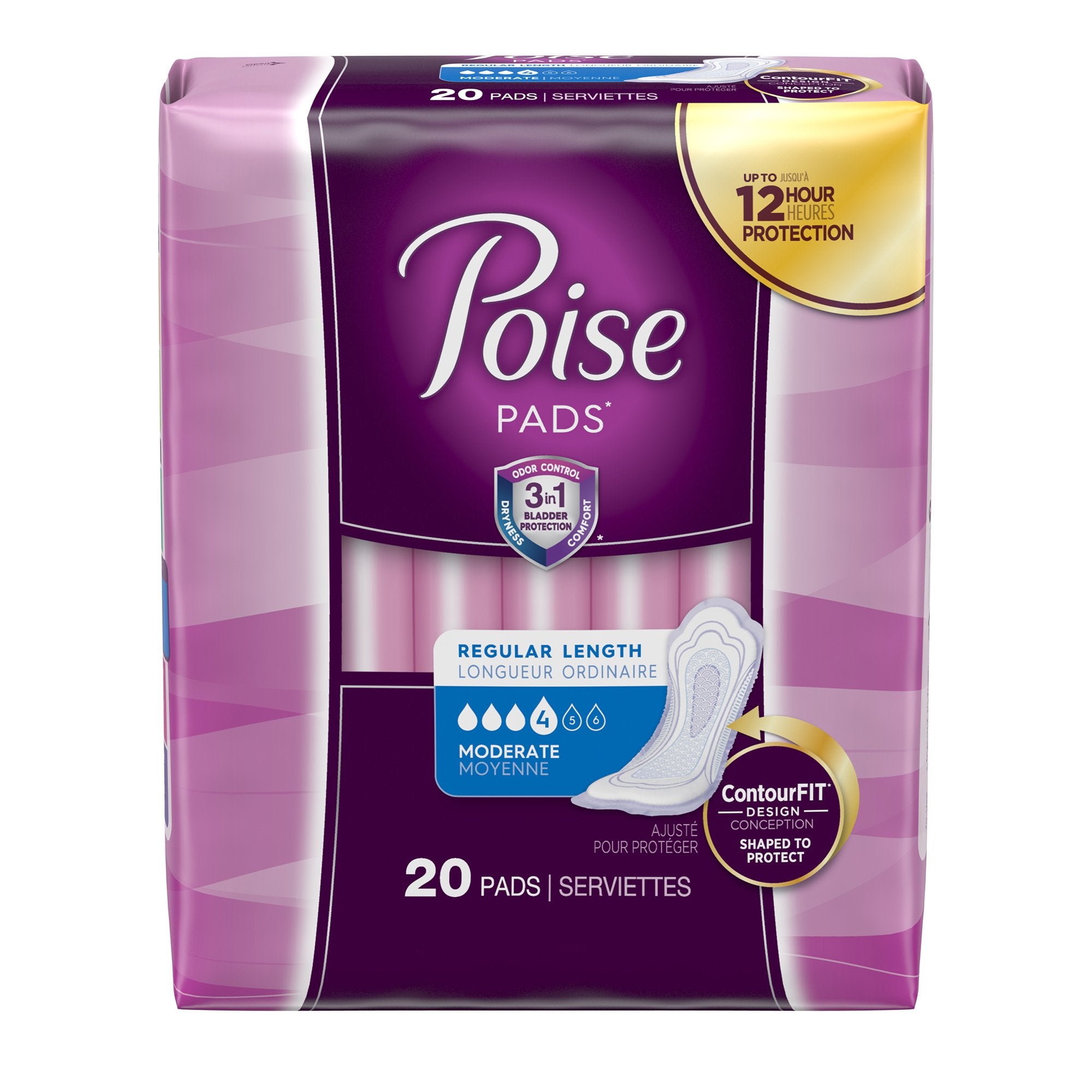 Bladder Control Pad Poise® 10.9 Inch Length Moderate Absorbency Sodium Polyacrylate Core Regular