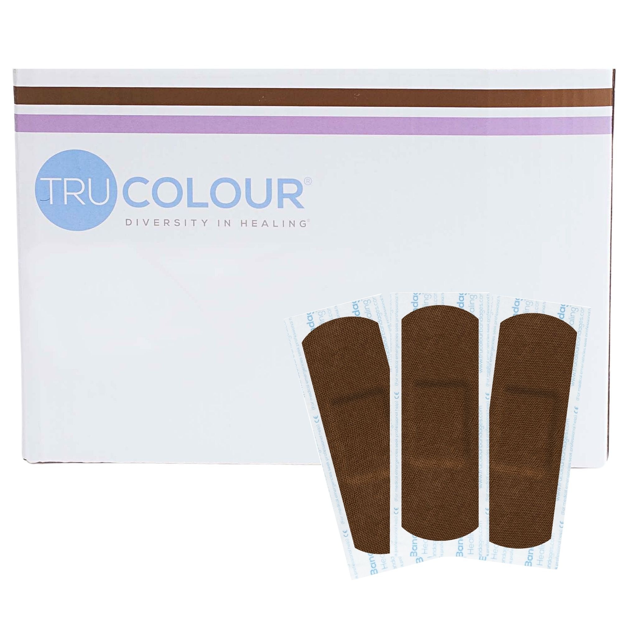 Adhesive Strip Tru-Colour® 1 X 3 Inch Fabric Rectangle Dark Brown Sterile