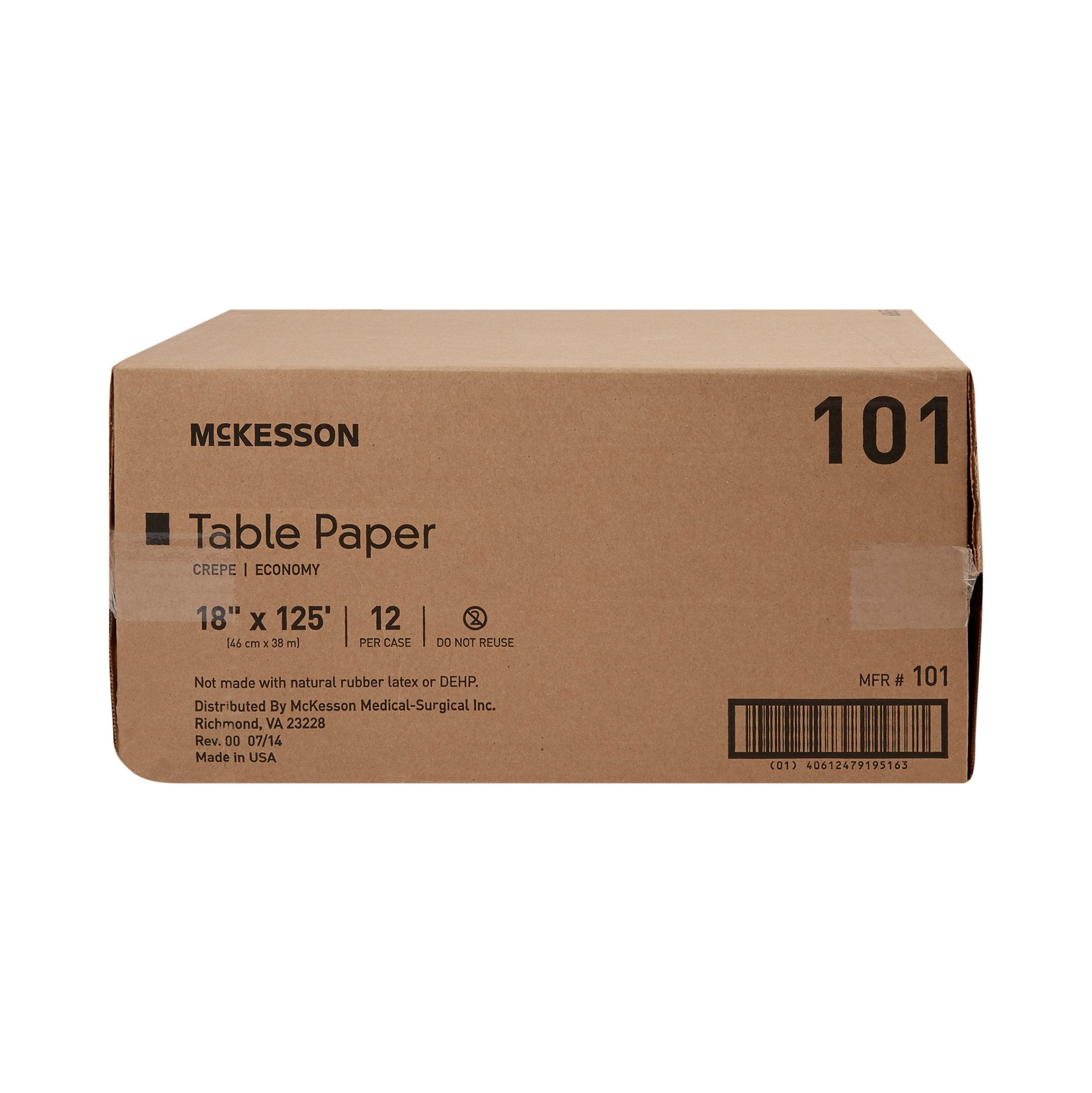 Table Paper McKesson 18 Inch Width White Crepe
