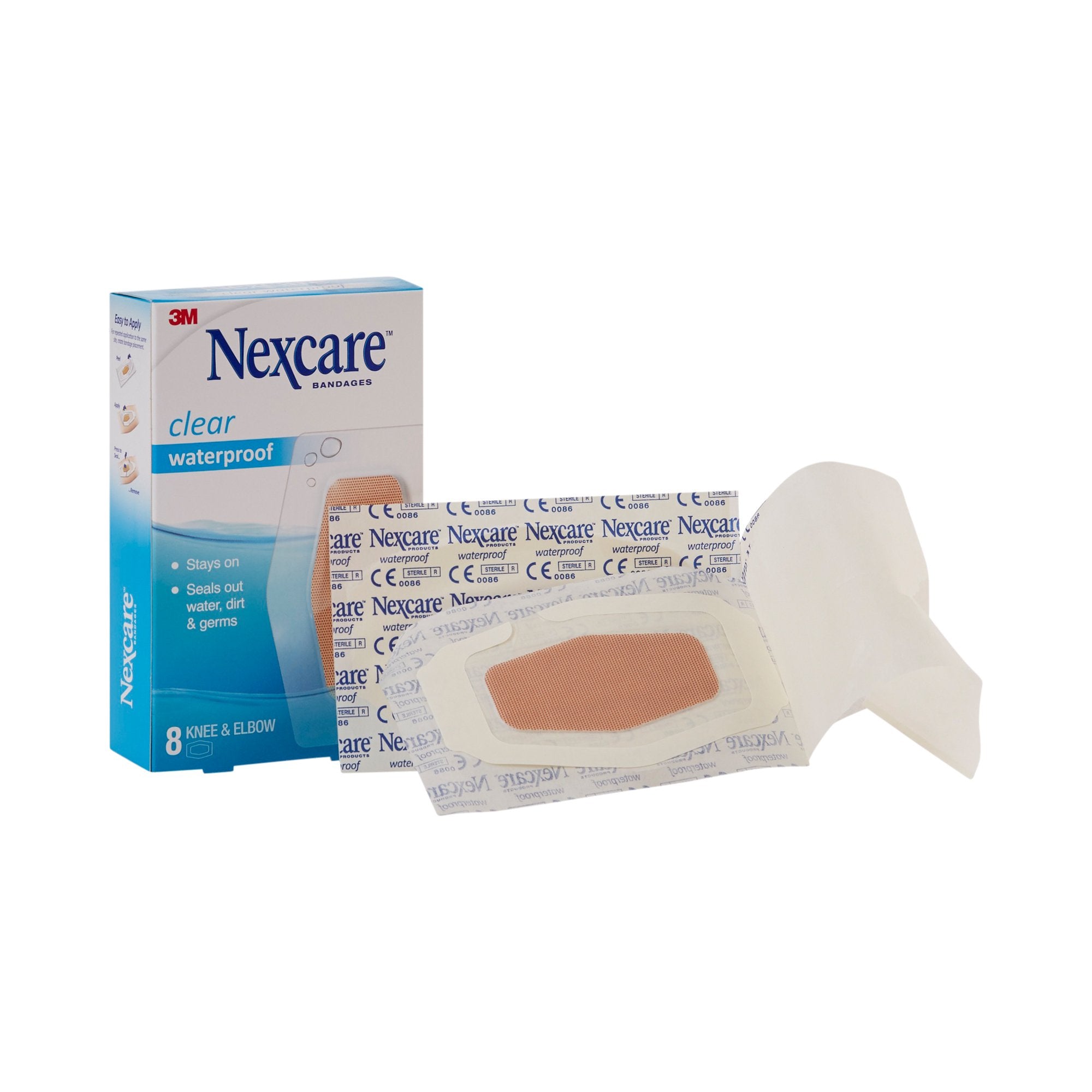 Adhesive Strip Nexcare™ Waterproof 2-3/8 X 3½ Inch Plastic Knee / Elbow Sheer Sterile