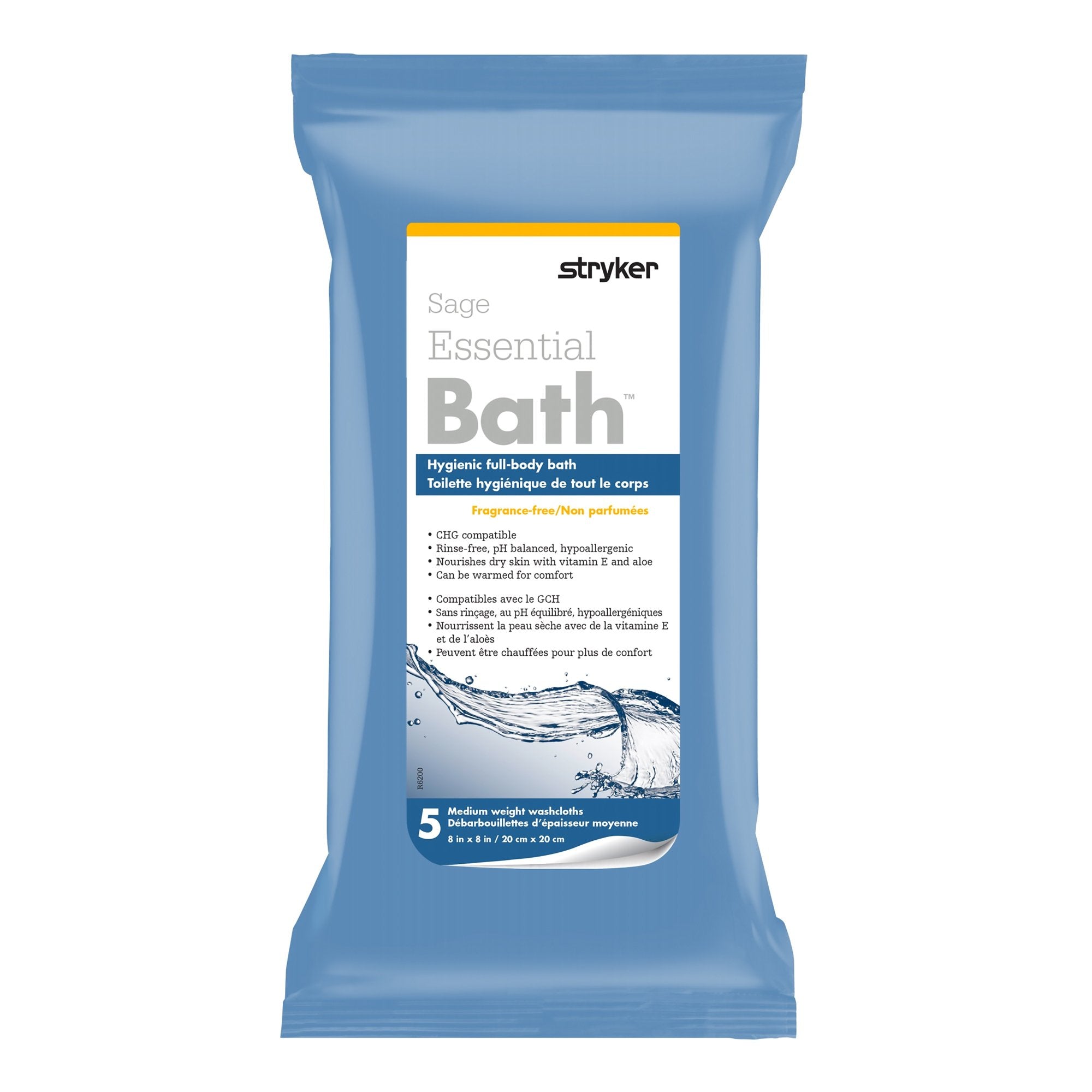 Rinse-Free Bath Wipe Essential Bath® Soft Pack Unscented 5 Count