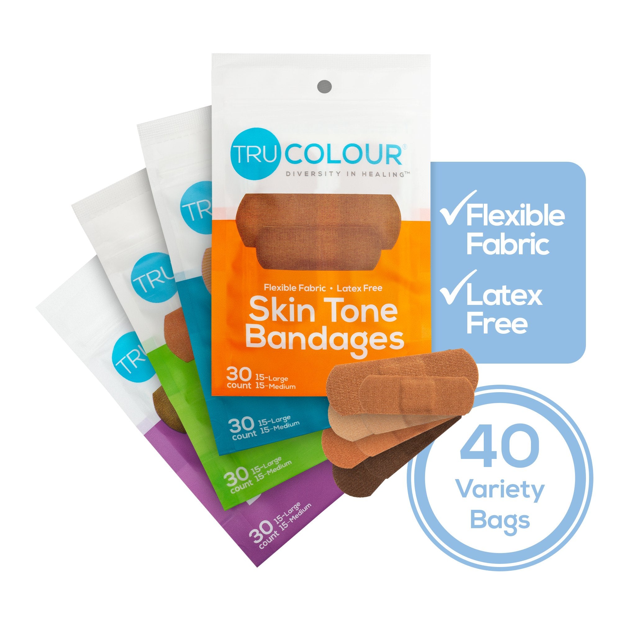 Waterproof Adhesive Strip Tru-Colour® 1 X 3 Inch Fabric Rectangle Beige / Olive / Brown / Dark Brown Sterile