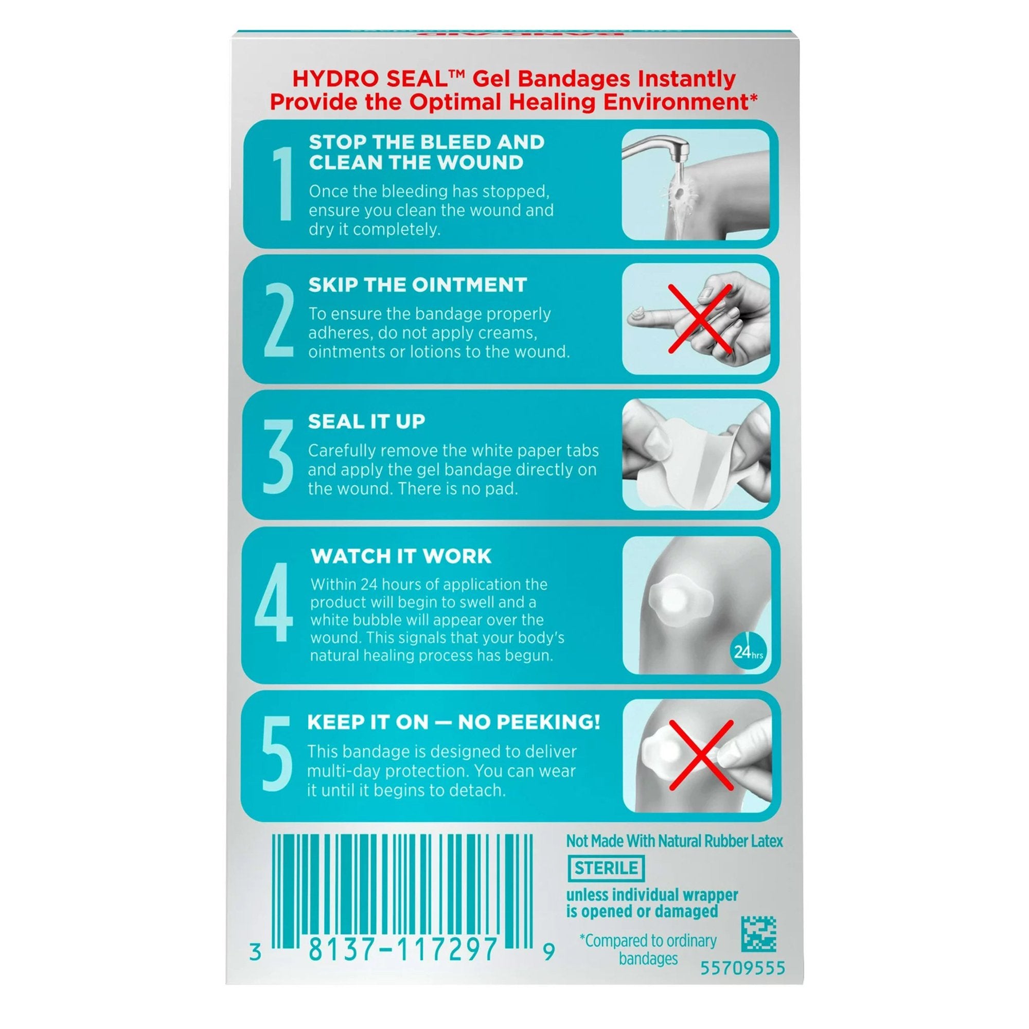Waterproof Adhesive Strip Band-Aid® Hydro Seal™ 1.1 X 2.1 Inch Hydrocolloid Gel Oval Tan Sterile