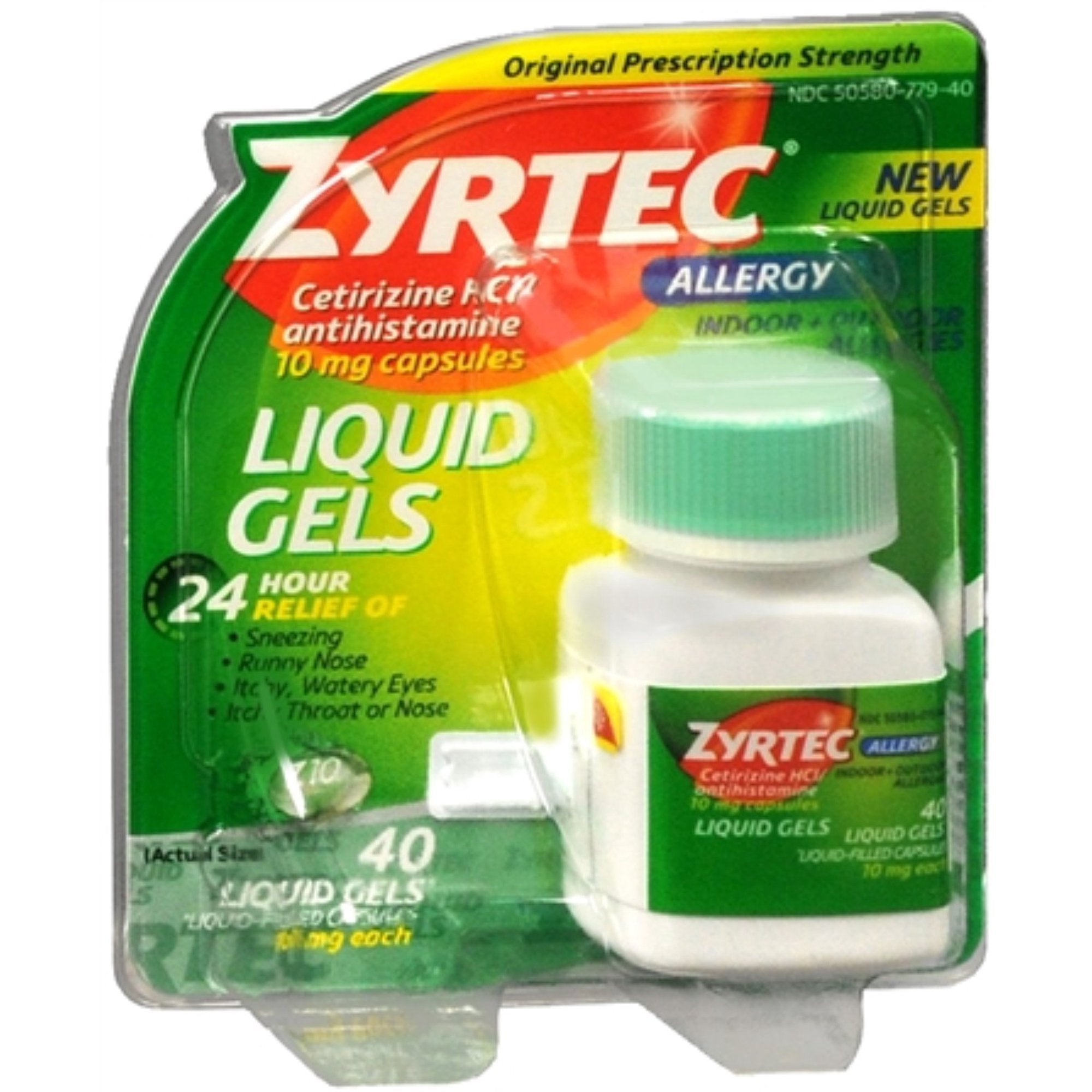 Allergy Relief Zyrtec® 10 mg Strength Liqui-Gel 40 per Bottle