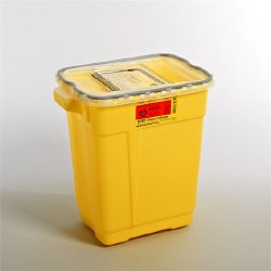 Chemotherapy Waste Container BD™ Yellow Base 18-1/2 X 17-3/4 X 11-3/4 Inch Vertical Entry 9 Gallon