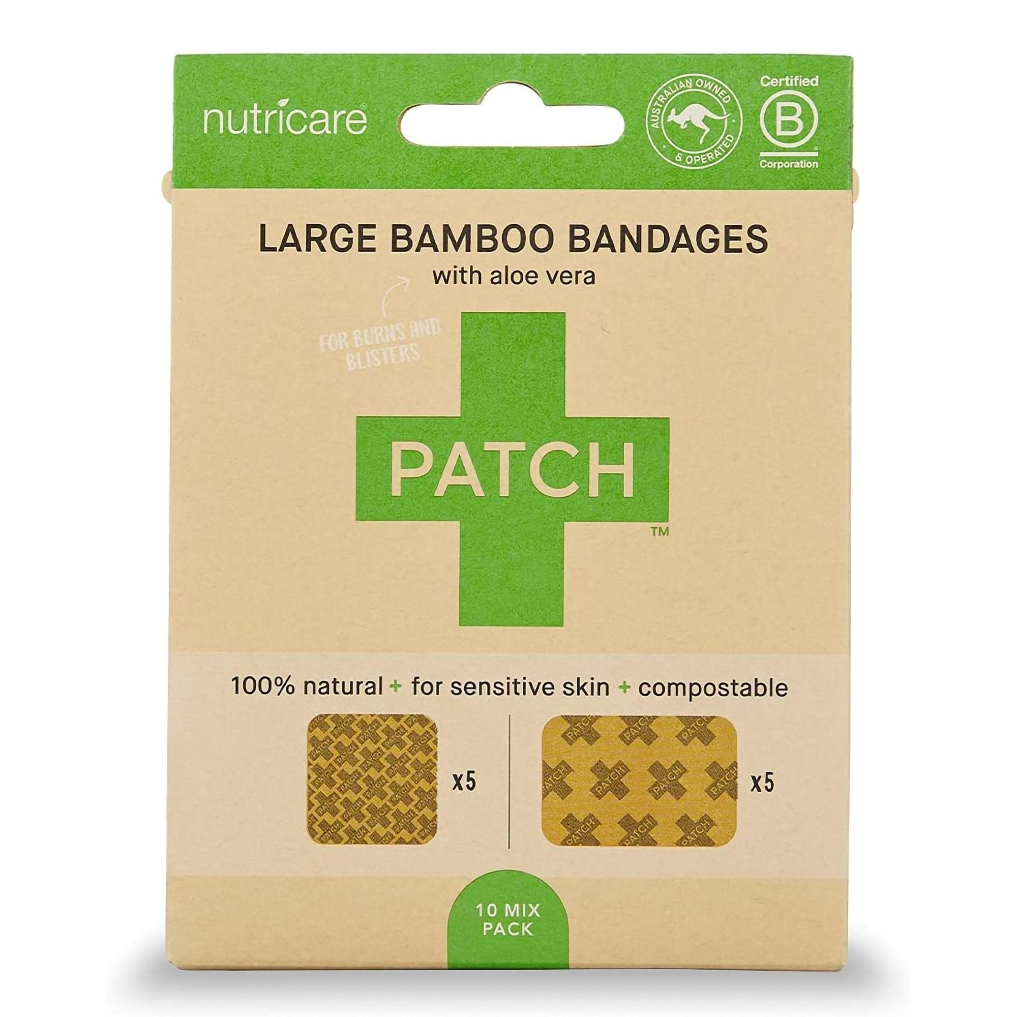 Adhesive Strip Patch™ 2 X 3 Inch / 3 X 3 Inch Bamboo / Aloe Vera Rectangle / Square Tan Sterile